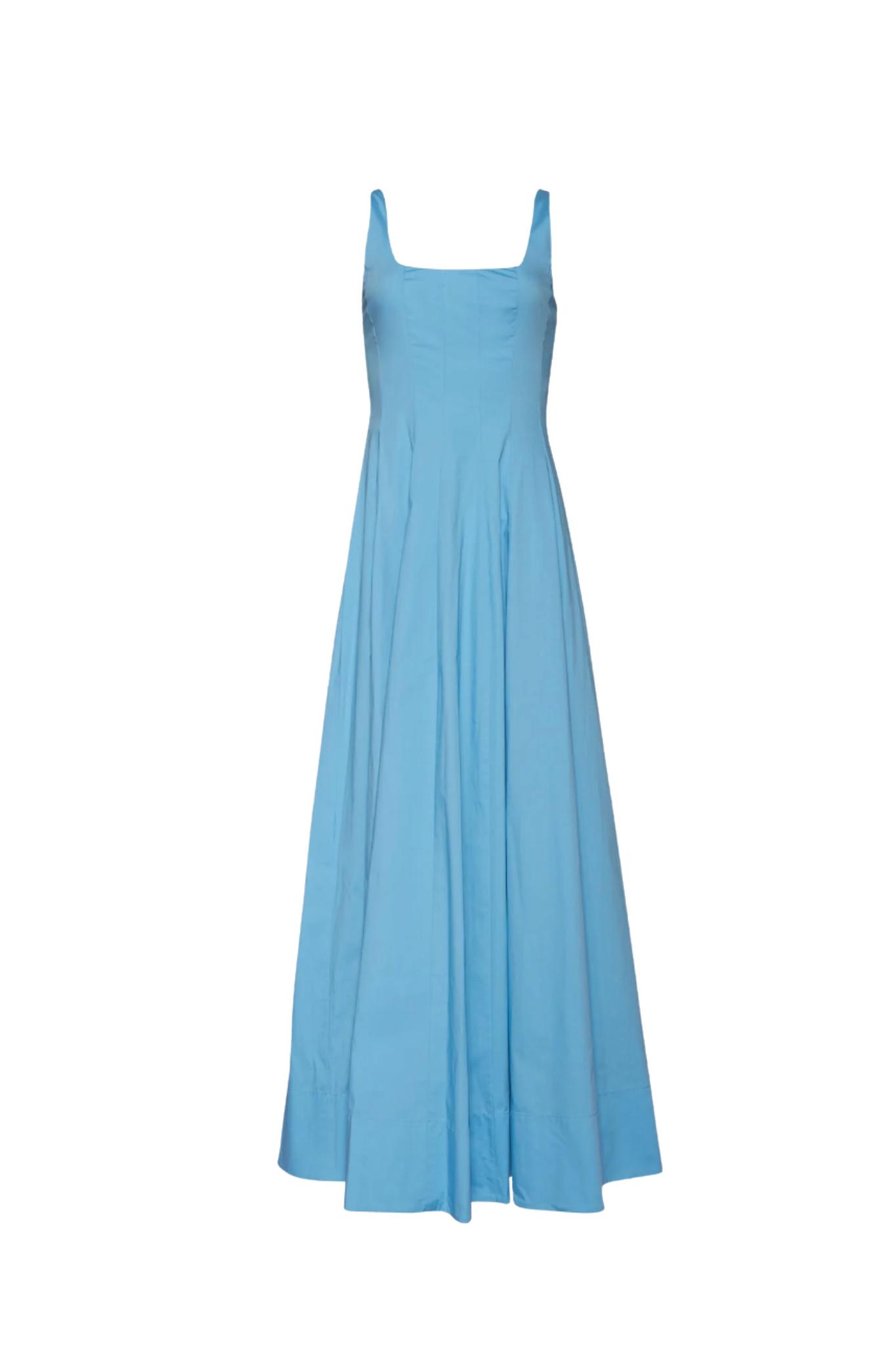 STAUD Cotton Maxi Wells Dress in Azure (Blue) | Lyst