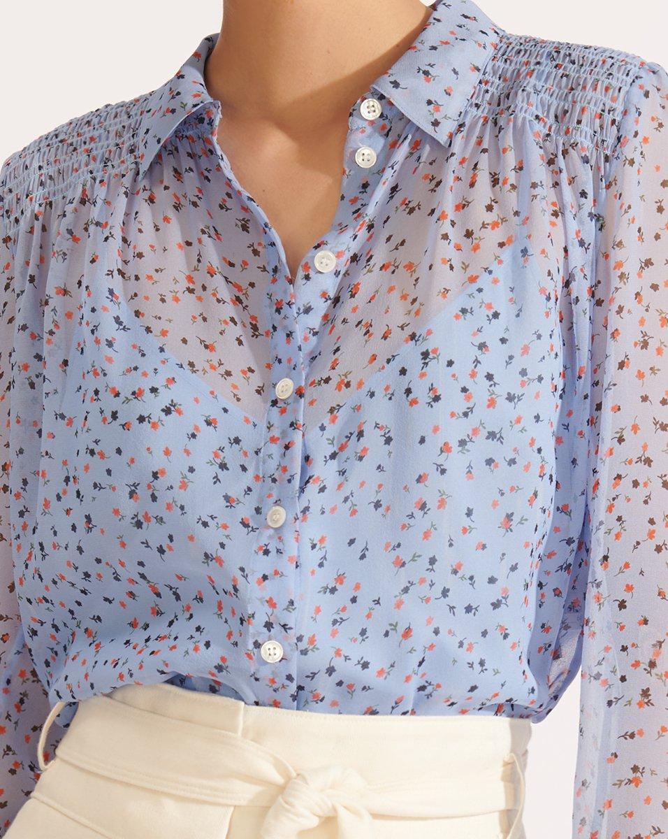 Veronica Beard Silk Dazed Floral Shirt in Blue - Lyst