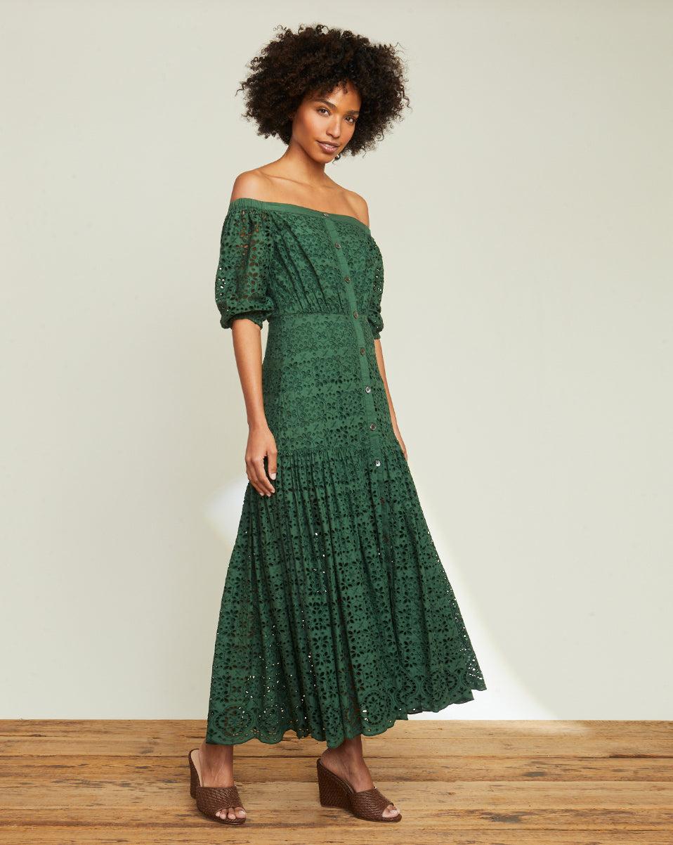 Green eyelet dress hot sale