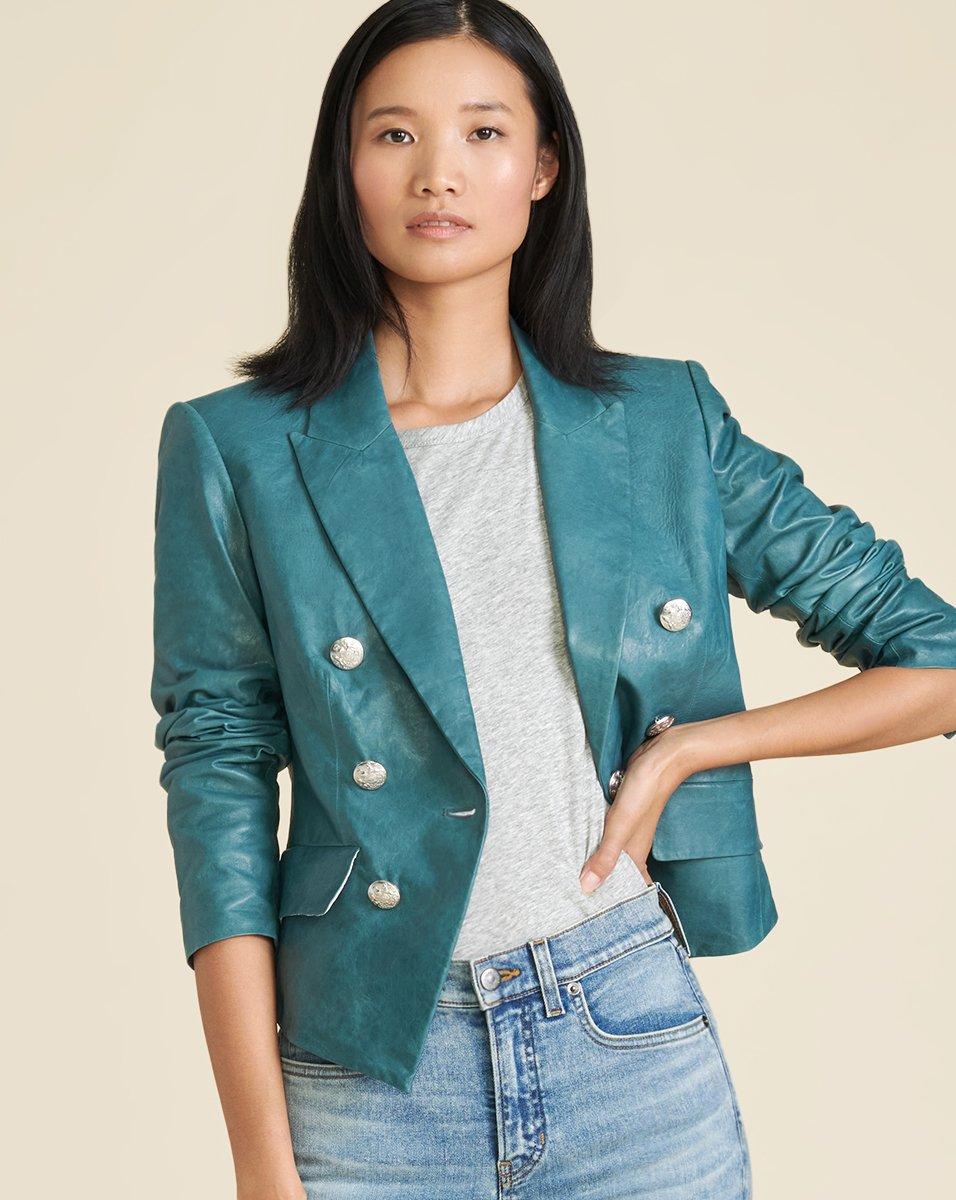veronica beard leather blazer