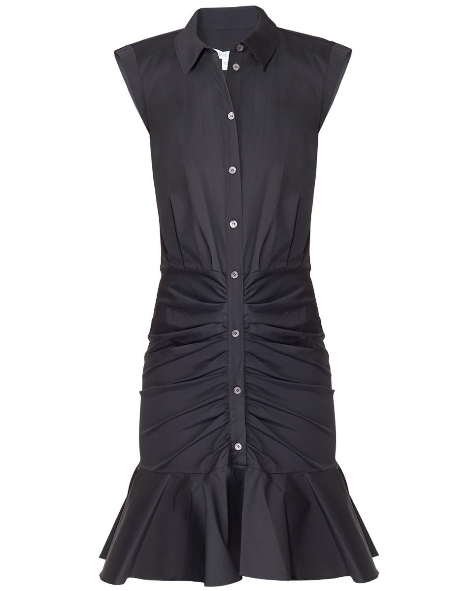 Veronica Beard Cotton Bell Button Down Ruched Shirt Dress in Black - Lyst
