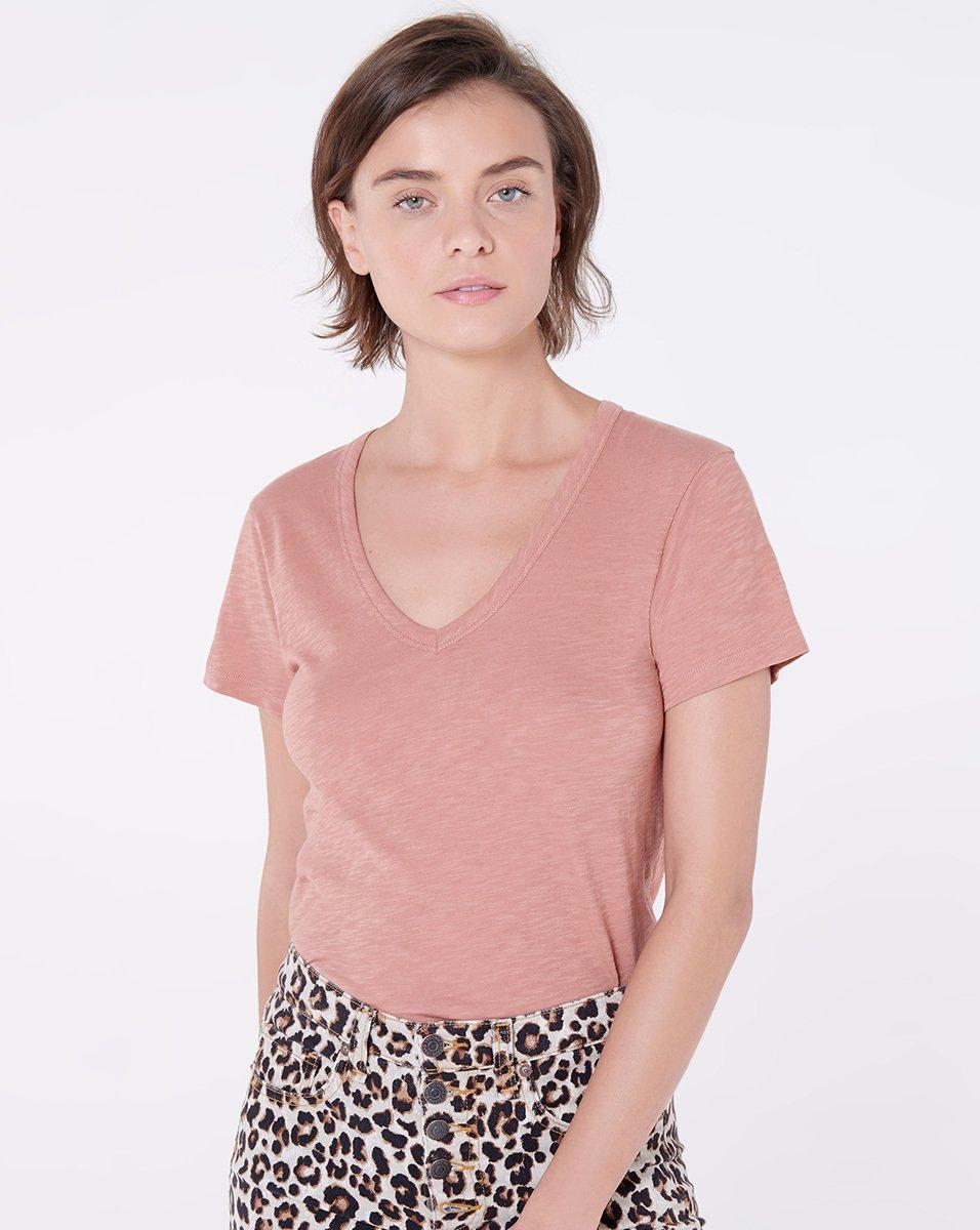 Veronica Beard Cotton Casey V-neck Tee in Nude (Pink) - Lyst