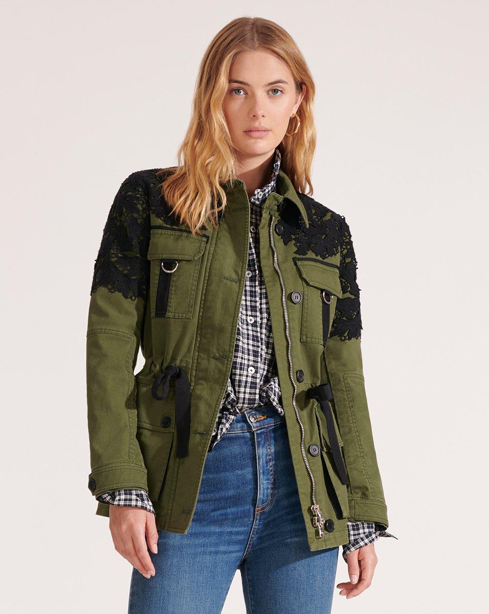 Veronica Beard Heritage Utility Jacket W/ Lace in Army Green (Green ...