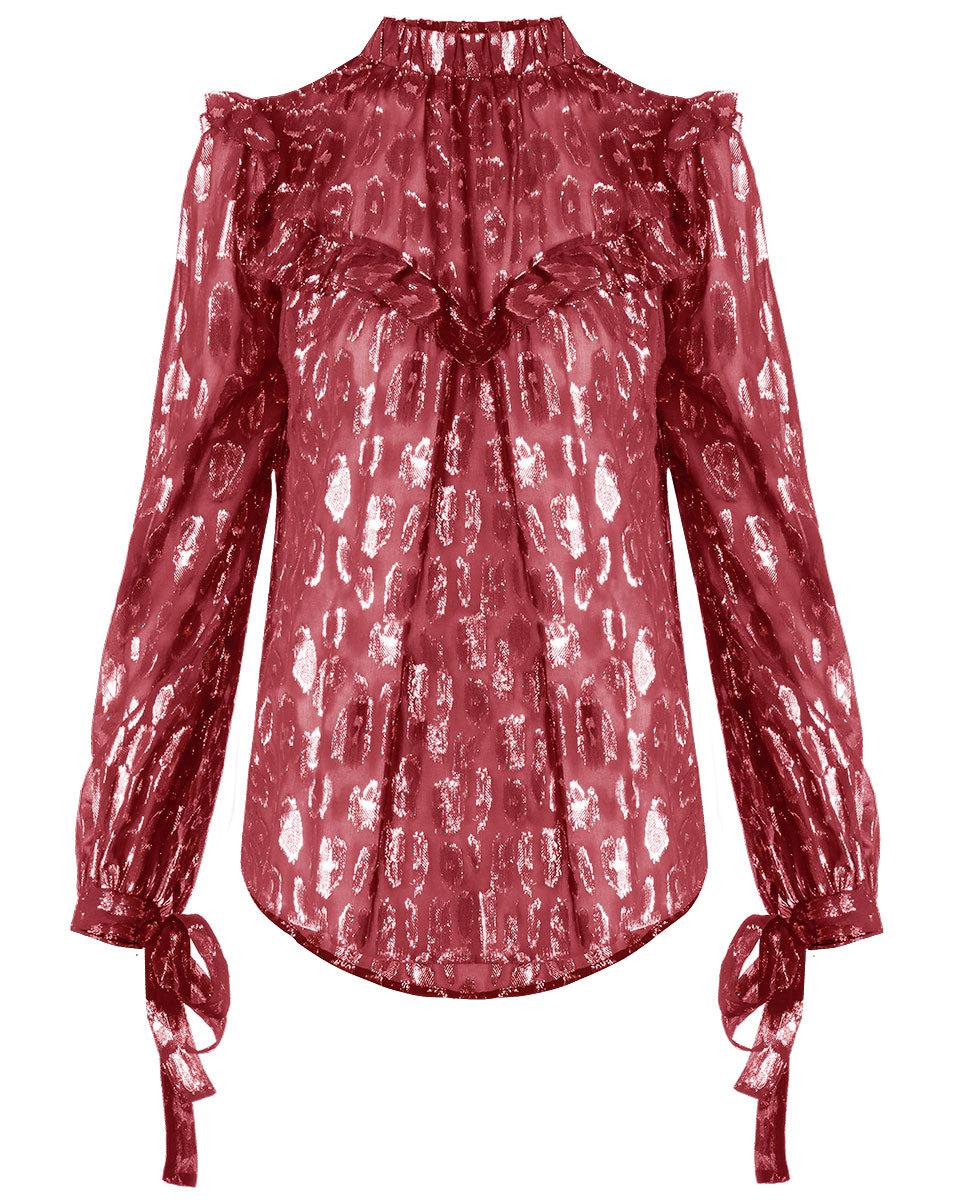 Veronica Beard Silk Brooks Blouse in Red/Silver (Red) - Lyst