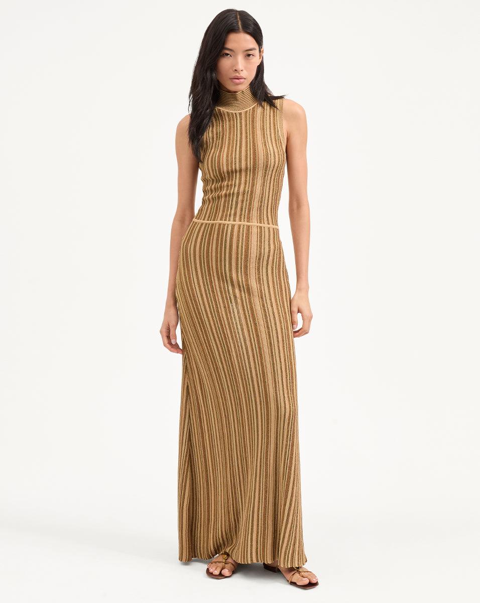 Veronica Beard Anna Knit Dress Gold Bronze in Metallic | Lyst
