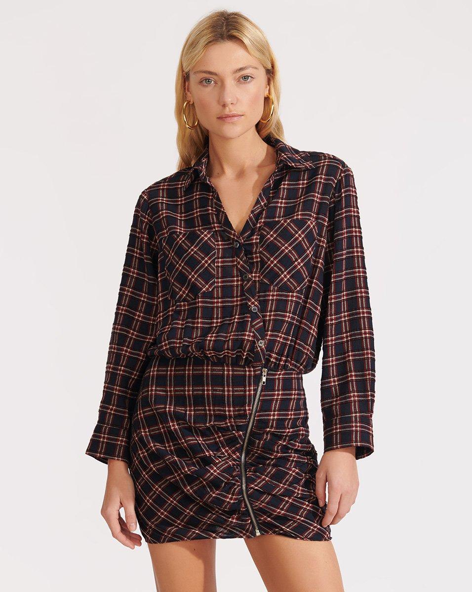 Veronica Beard Checked Shirt Dress in Blue - Save 67% - Lyst