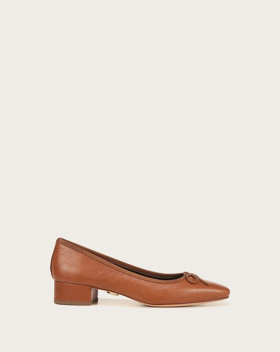 Veronica Beard Cecile Leather Ballet Pump in Brown | Lyst