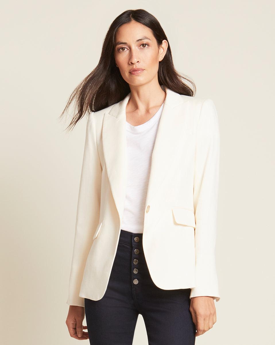 Veronica Beard Cutaway Linen Dickey Jacket in White Lyst