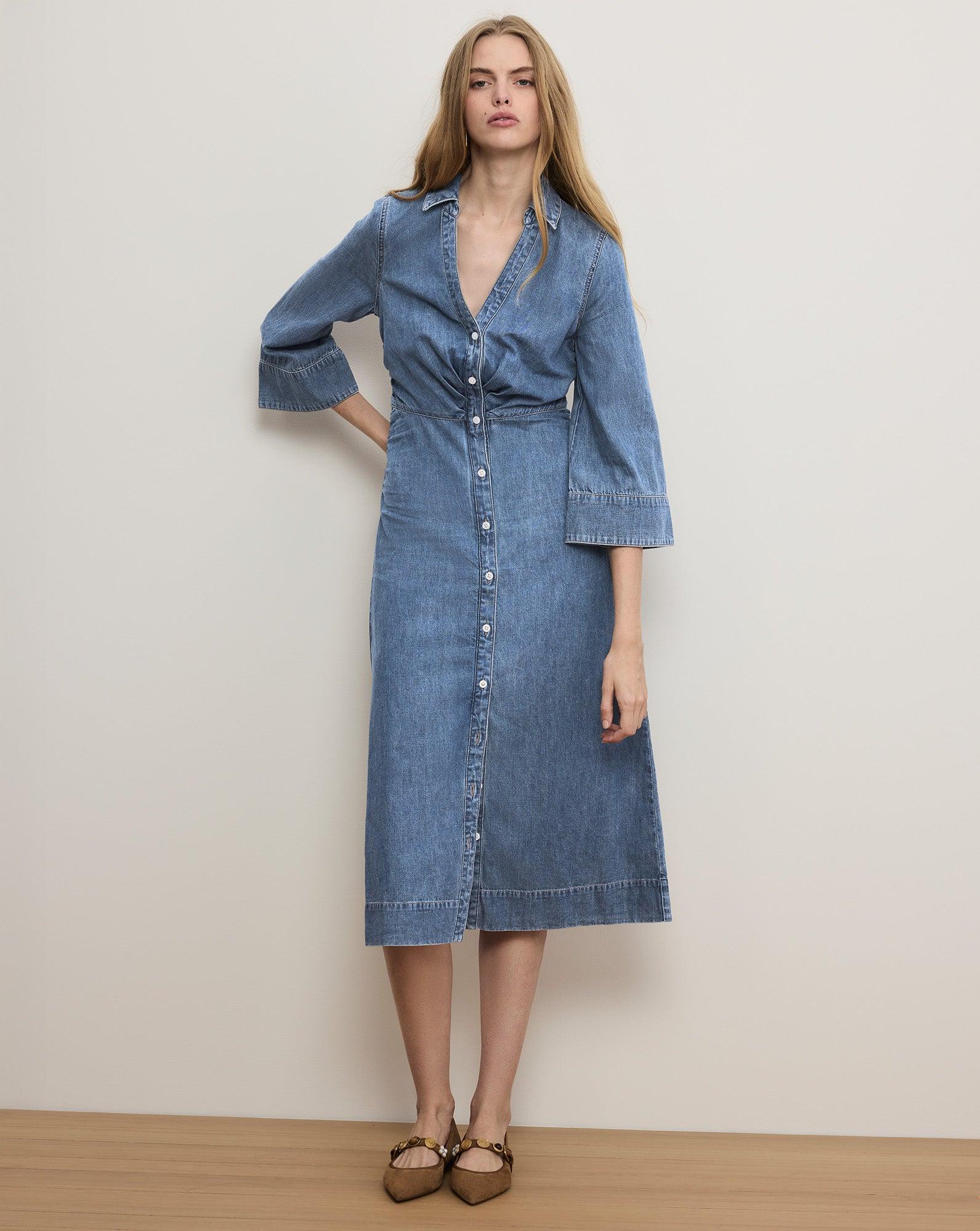 Veronica Beard Haydon Denim Midi Shirtdress in Blue | Lyst