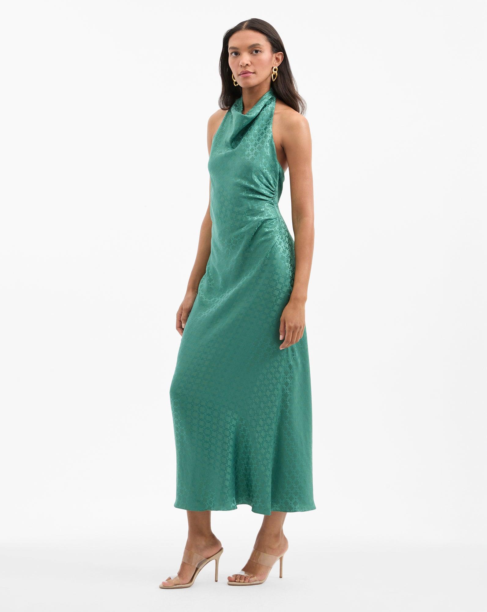 Veronica Beard maggie Halter Maxi Dress in Green | Lyst