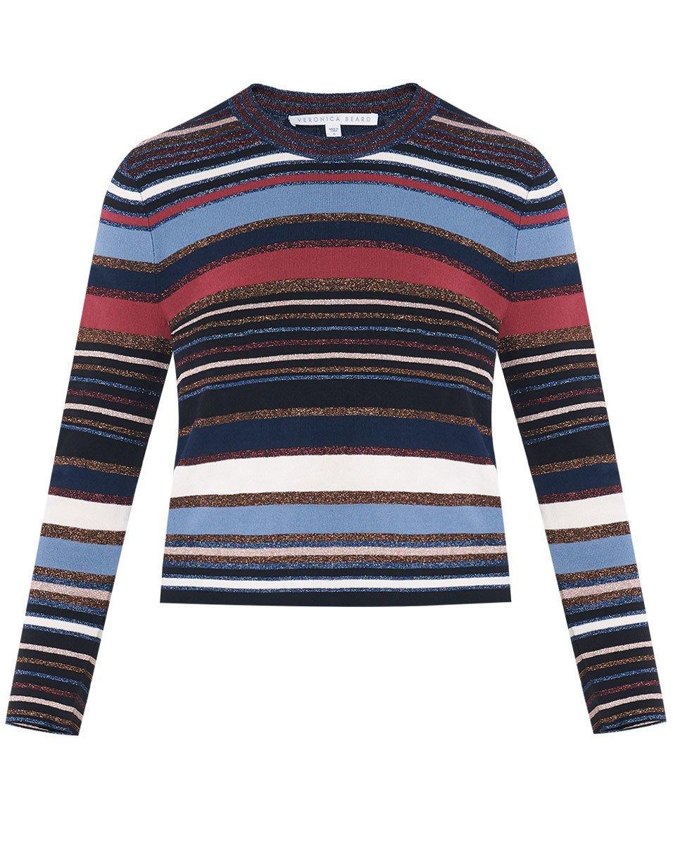 Veronica Beard Synthetic Palmas Striped Metallic Cropped Sweater - Lyst