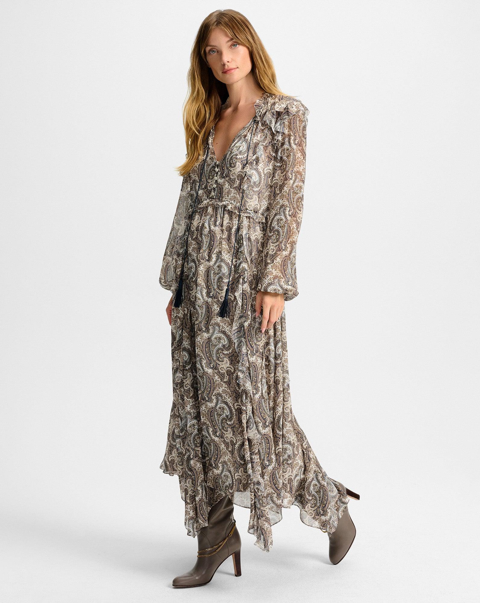 chinese dress ladies Veronica Beard Viela Long-Sleeve Maxi Dress main image 0