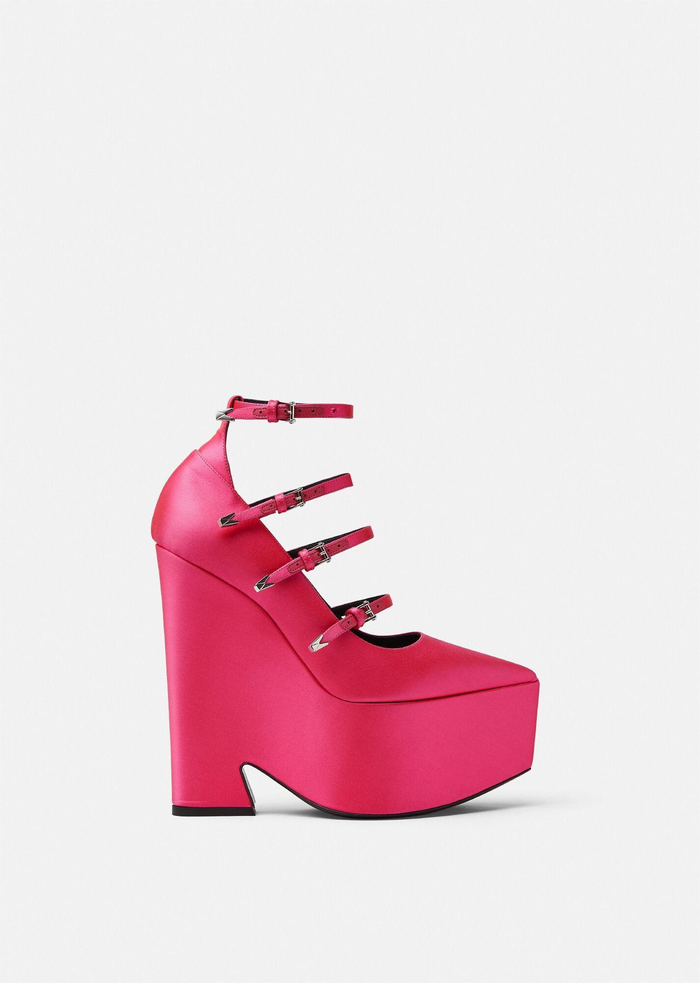 Versace Tempest Satin Platform Pumps in Pink Lyst