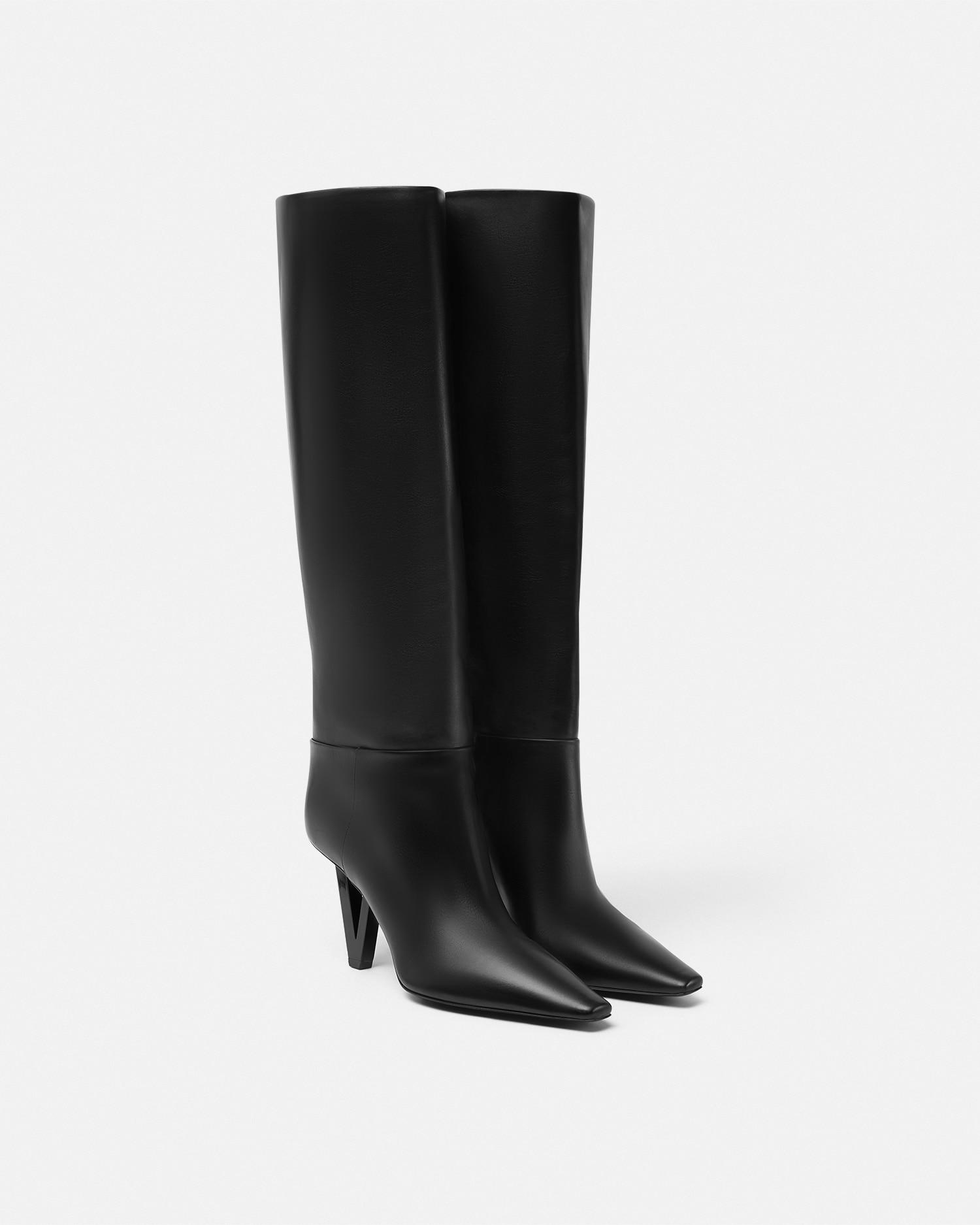 ロングブーツ VERSACE Boots Women Leather Black VERSACE | Black Women's Boots | YOOX