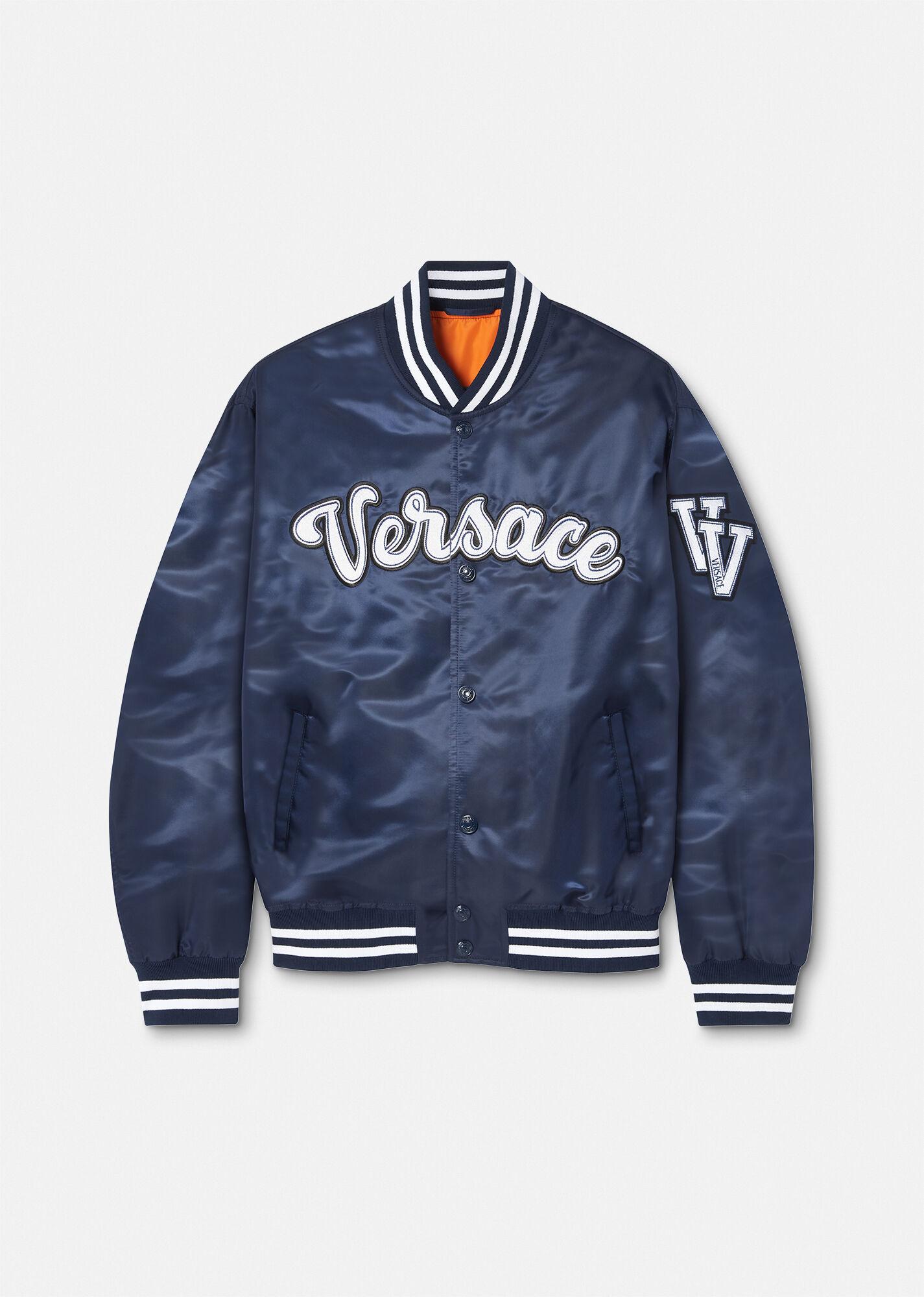 Versace Varsity Nylon Bomber Jacket in Blue for Men | Lyst