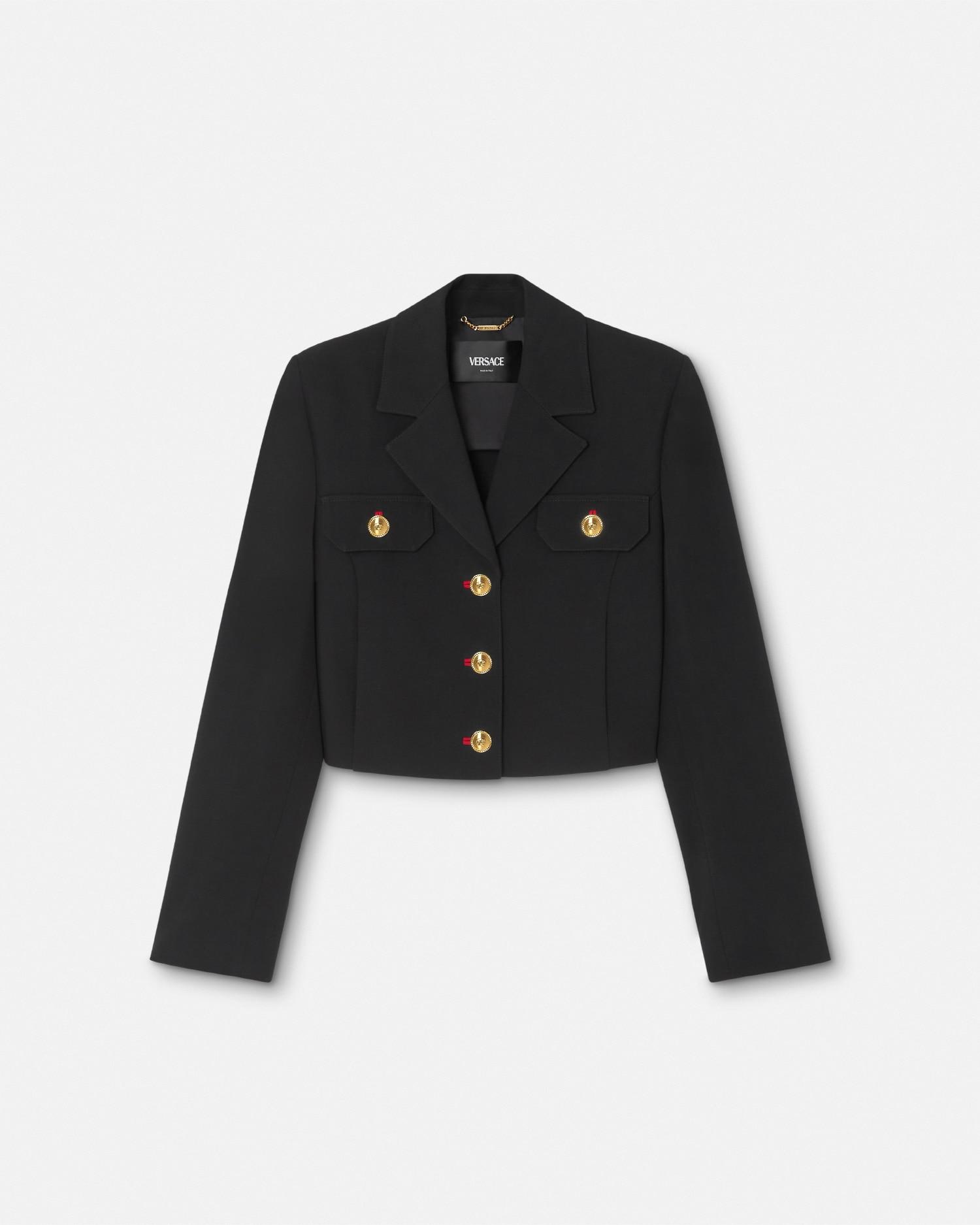 Versace Veste D uniforme Courte En Gabardine De Laine in Black Lyst