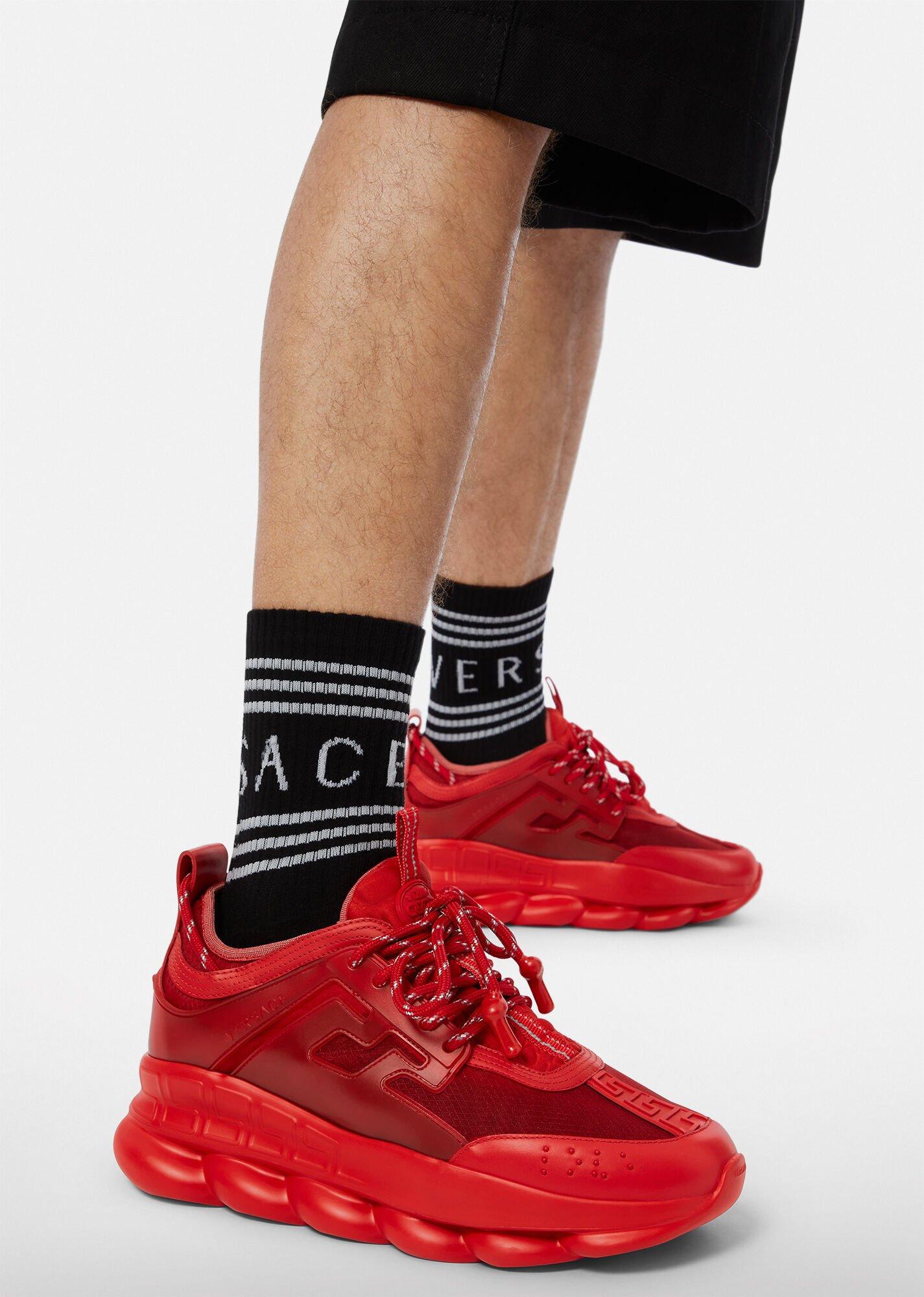 Versace Chain Reaction Sneakers in Red for Men | Lyst