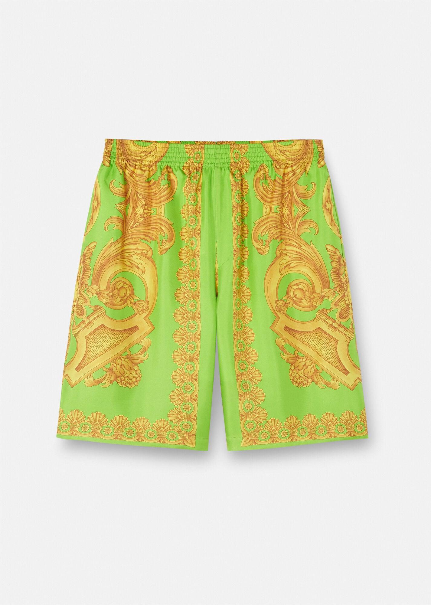 Versace Barocco 660 Silk Shorts in Green for Men | Lyst