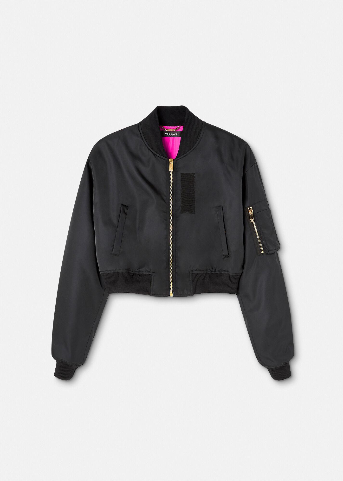 Versace Goddess Crop Bomber Jacket in Black Lyst