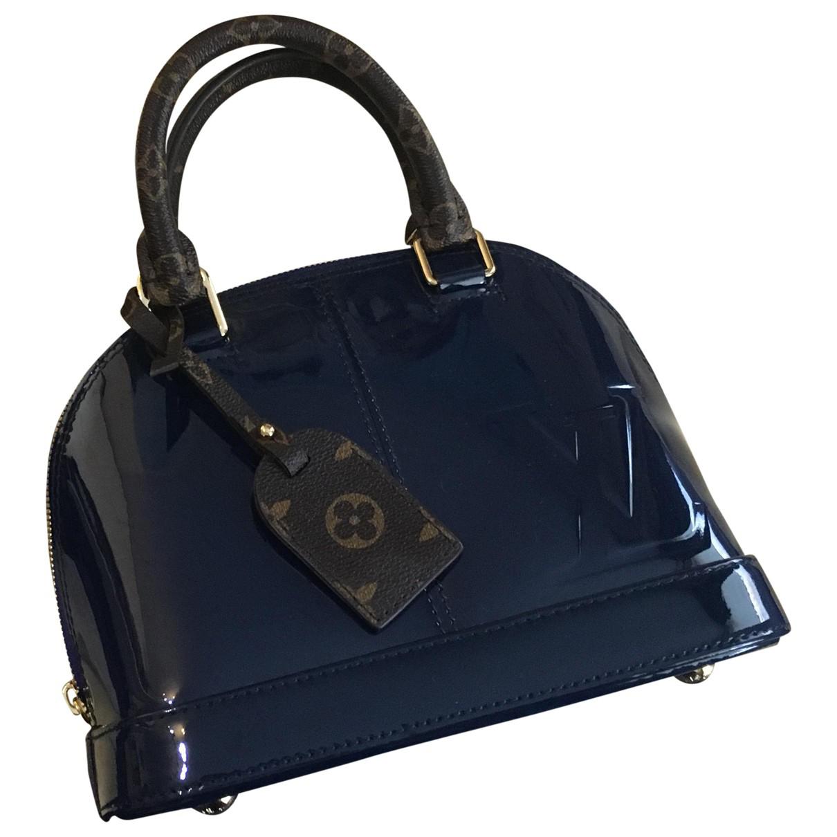 Louis Vuitton Pre-owned Alma Bb Patent Leather Crossbody Bag in Navy (Blue) - Lyst