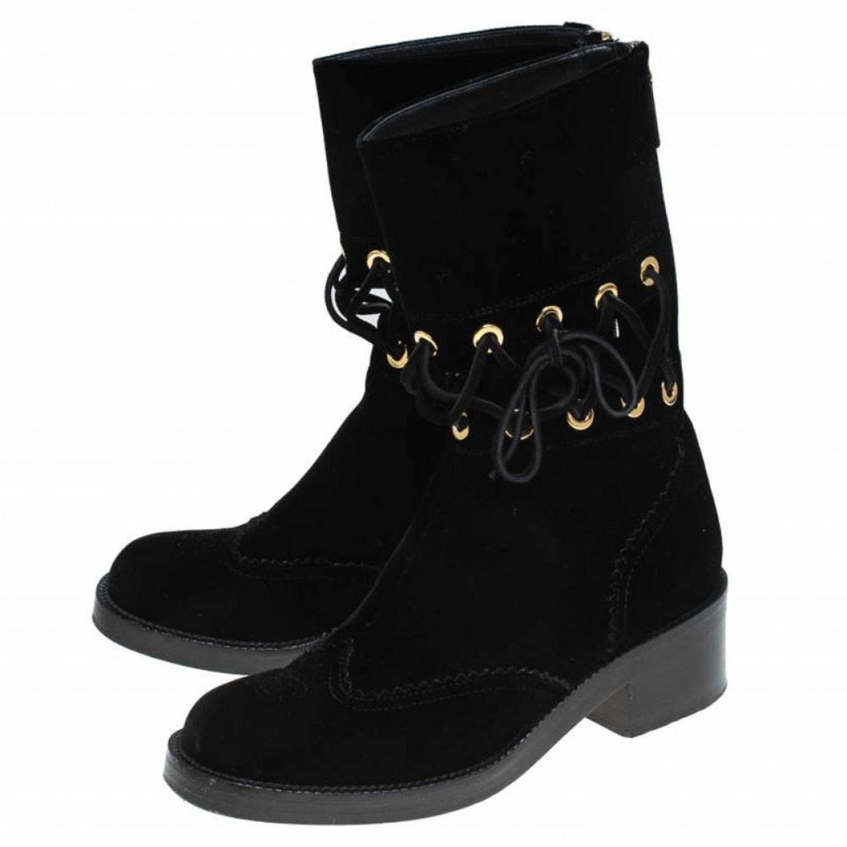 chanel velvet boots