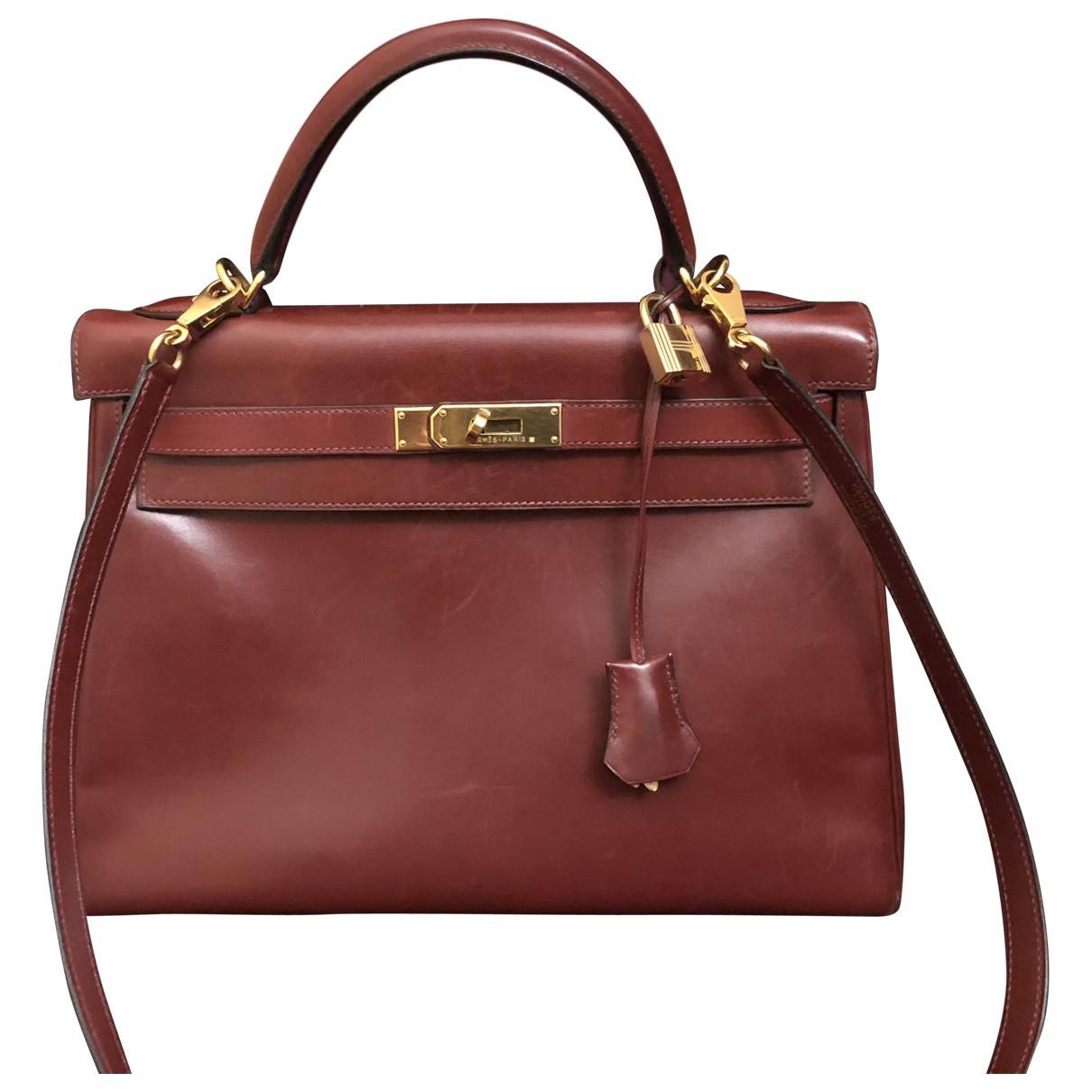 Hermès Pre-owned Kelly 32 Leather Crossbody Bag in Burgundy (Red) - Lyst
