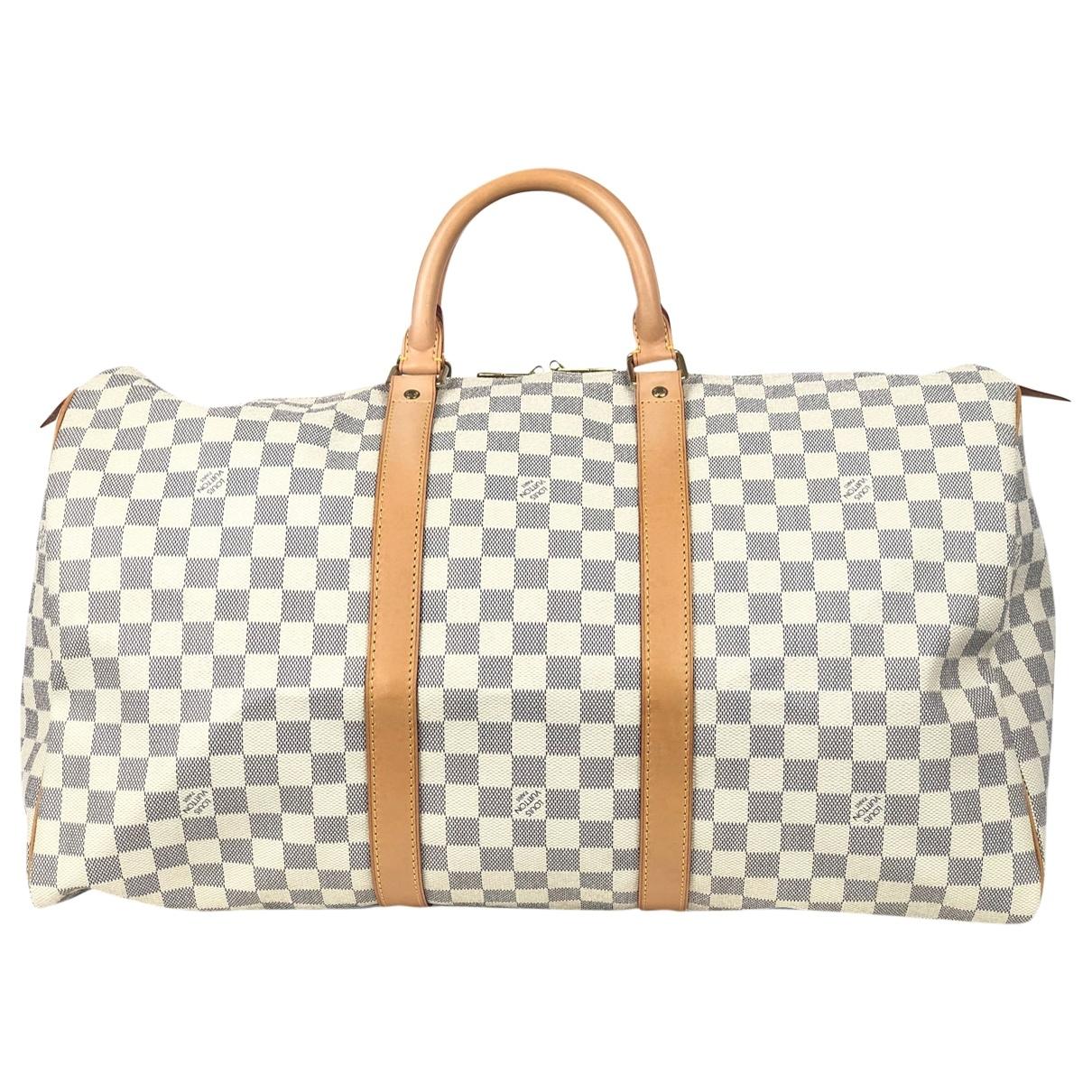 Lyst - Louis Vuitton Keepall Grey Cloth Bag in Gray for Men