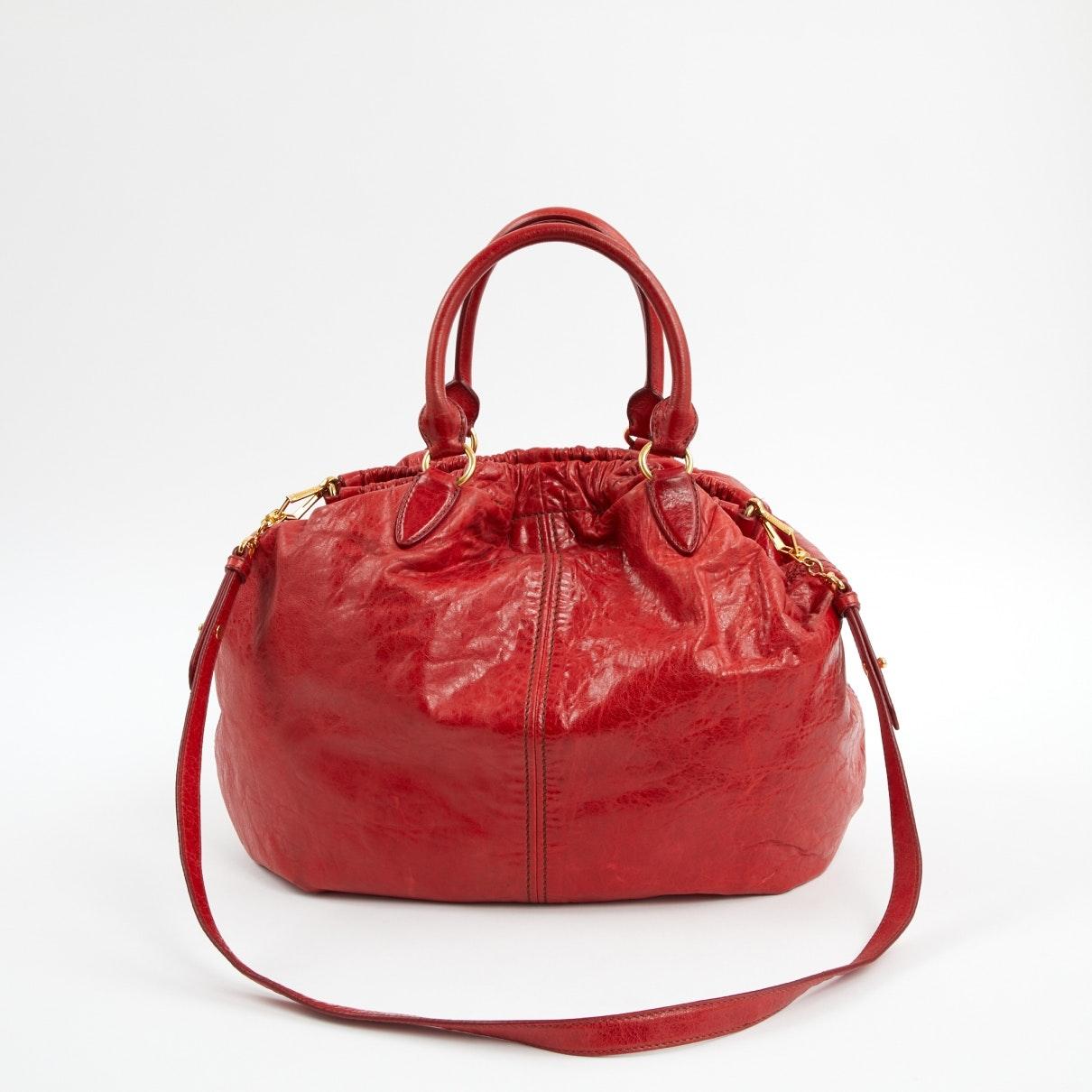 Miu Miu Red Leather Handbag Lyst