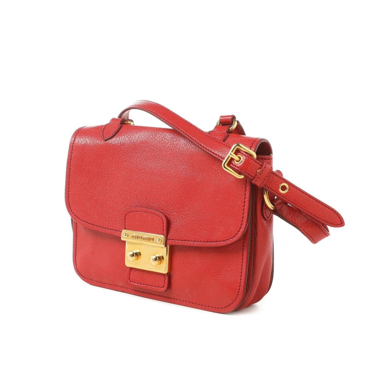 Miu Miu Madras Red Leather Handbag - Lyst