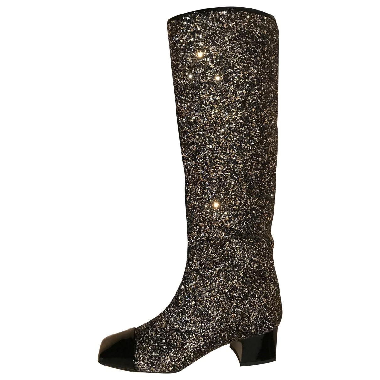 chanel glitter boots