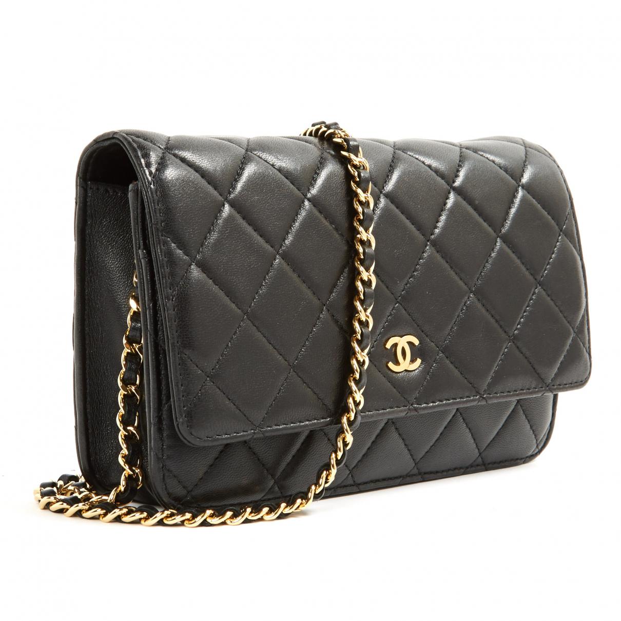 Chanel Wallet On Chain Leather Crossbody Bag in Black - Lyst