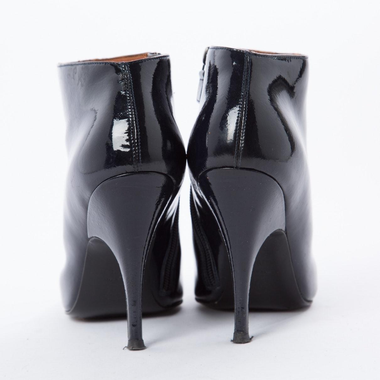 leather navy ankle boots