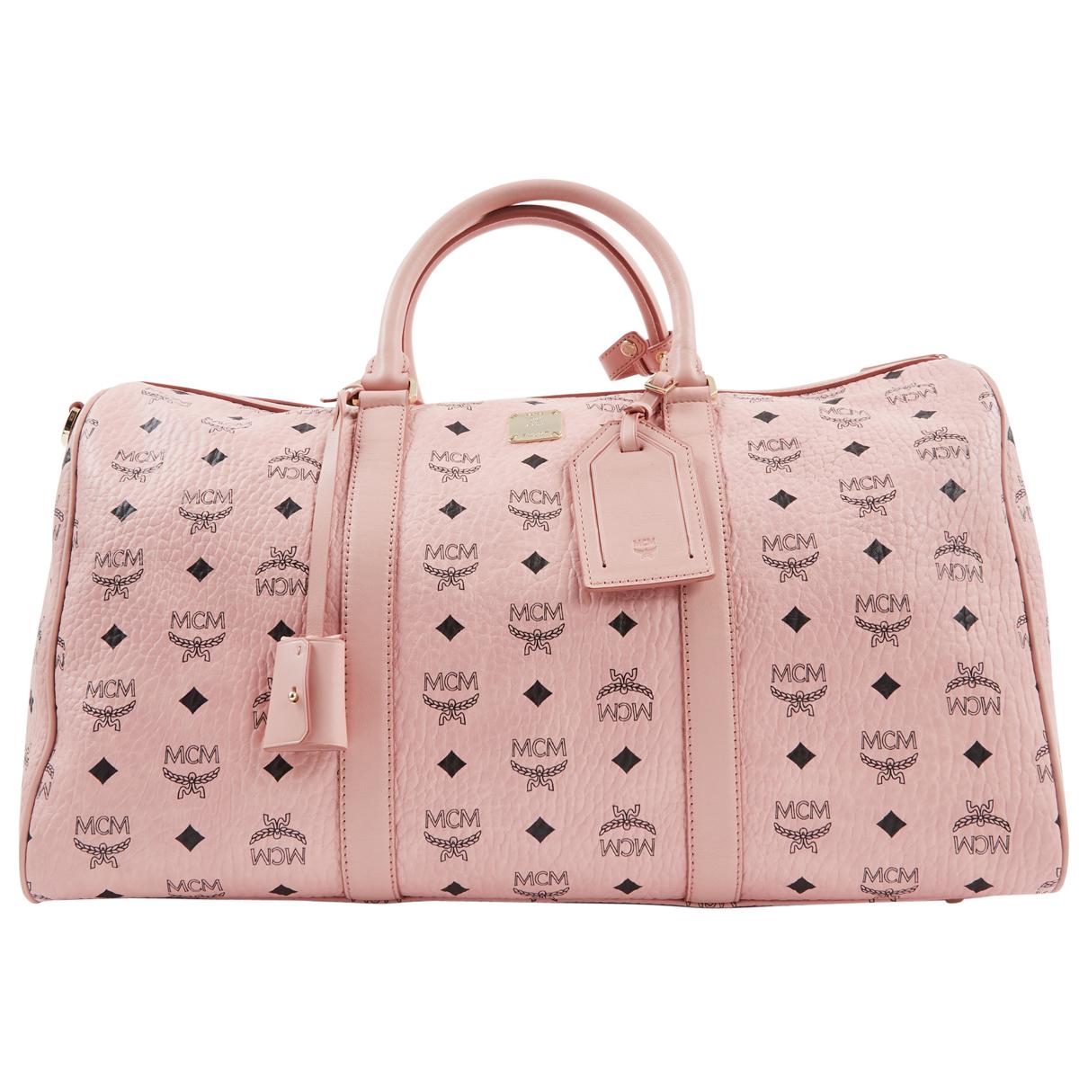 pink leather travel bag