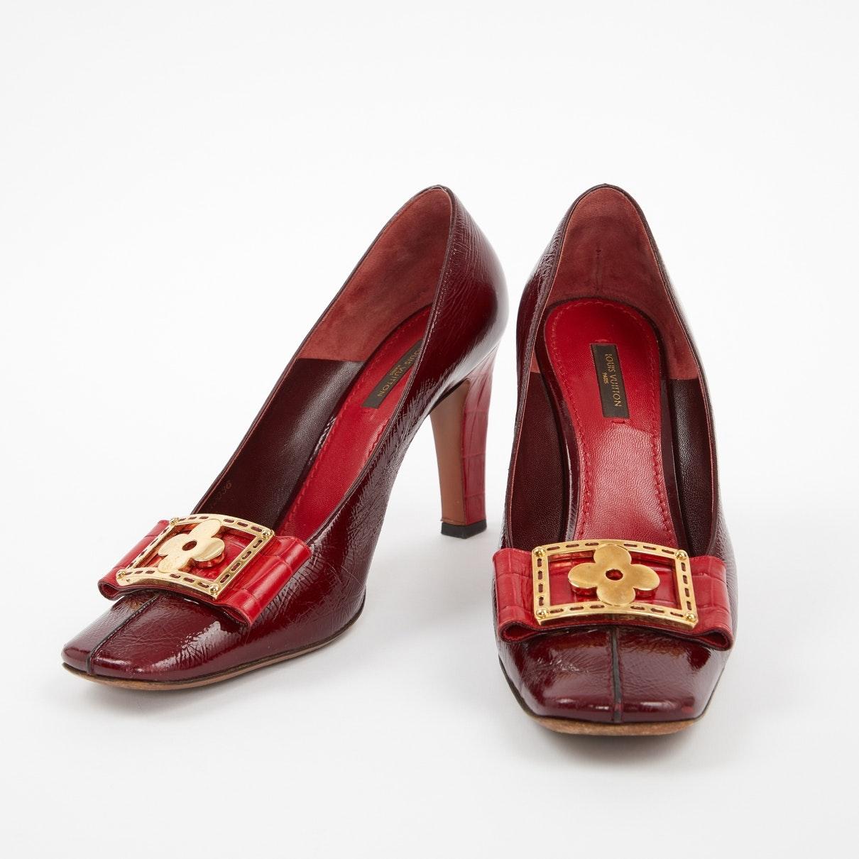 Louis Vuitton Madeleine Burgundy Patent Leather Heels in Red - Lyst