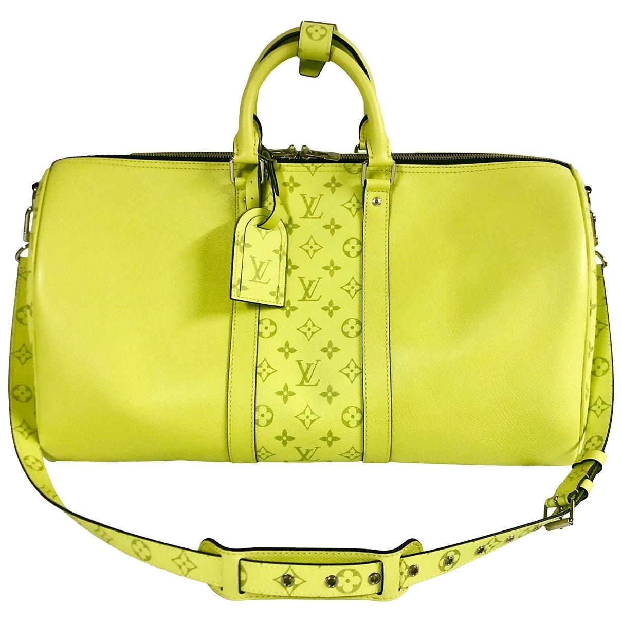 Louis Vuitton Keepall Leather Weekend Bag in Yellow for Men - Lyst
