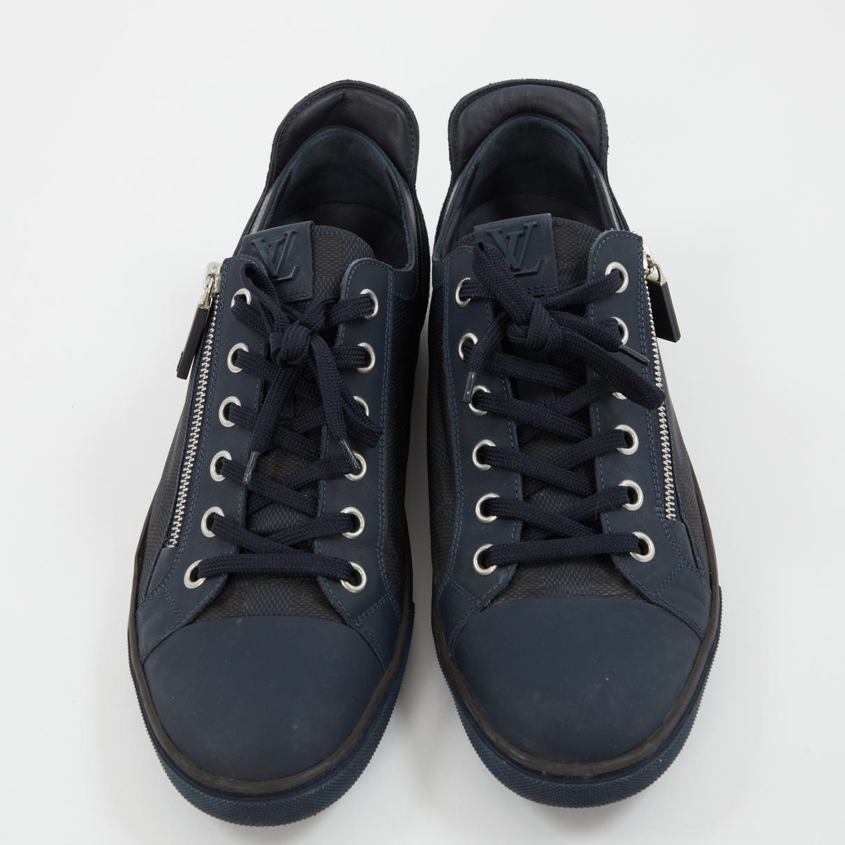 Louis Vuitton Suede Navy Cloth Trainers in Blue for Men - Lyst