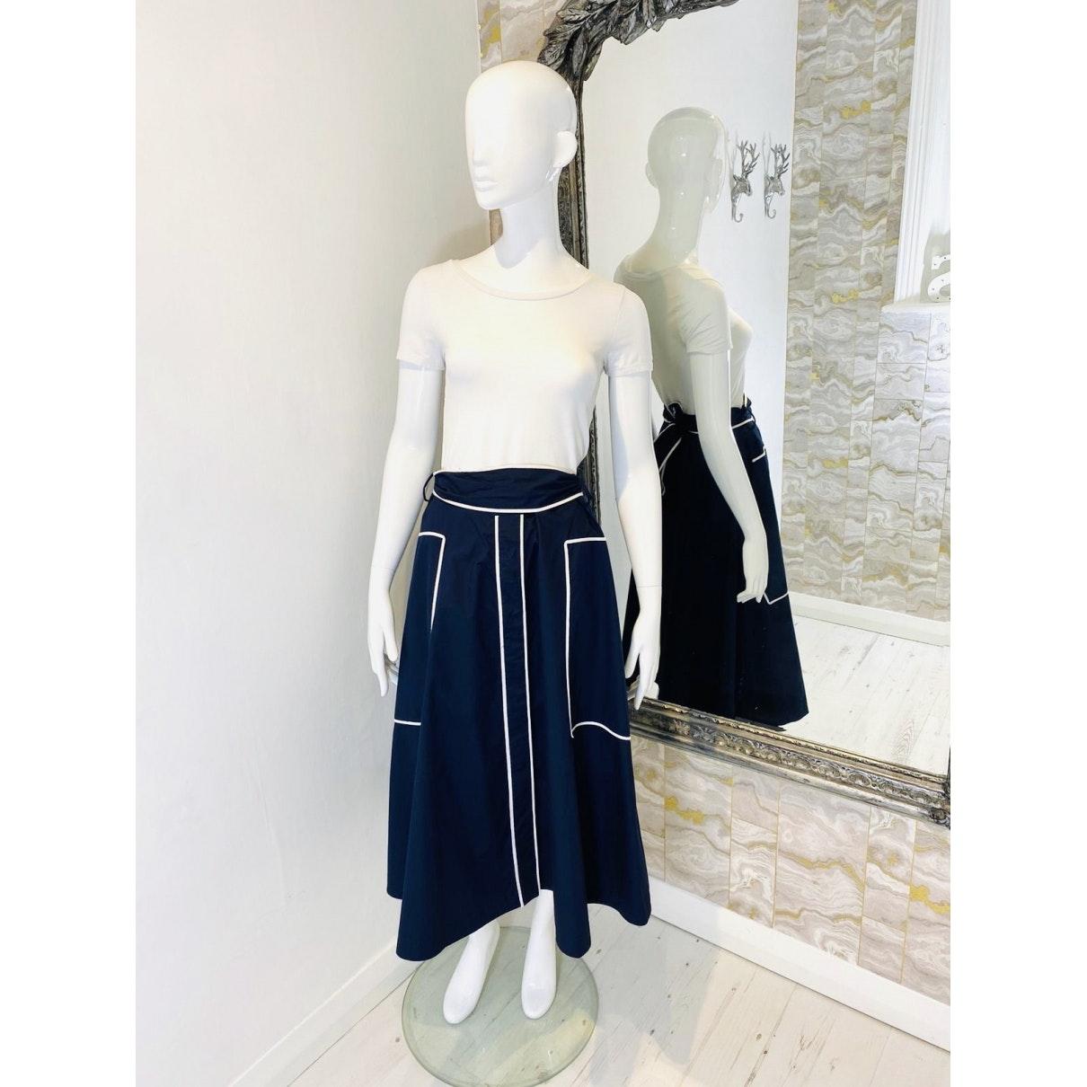 Carolina Herrera Cotton Maxi Skirt in Navy (Blue) - Lyst