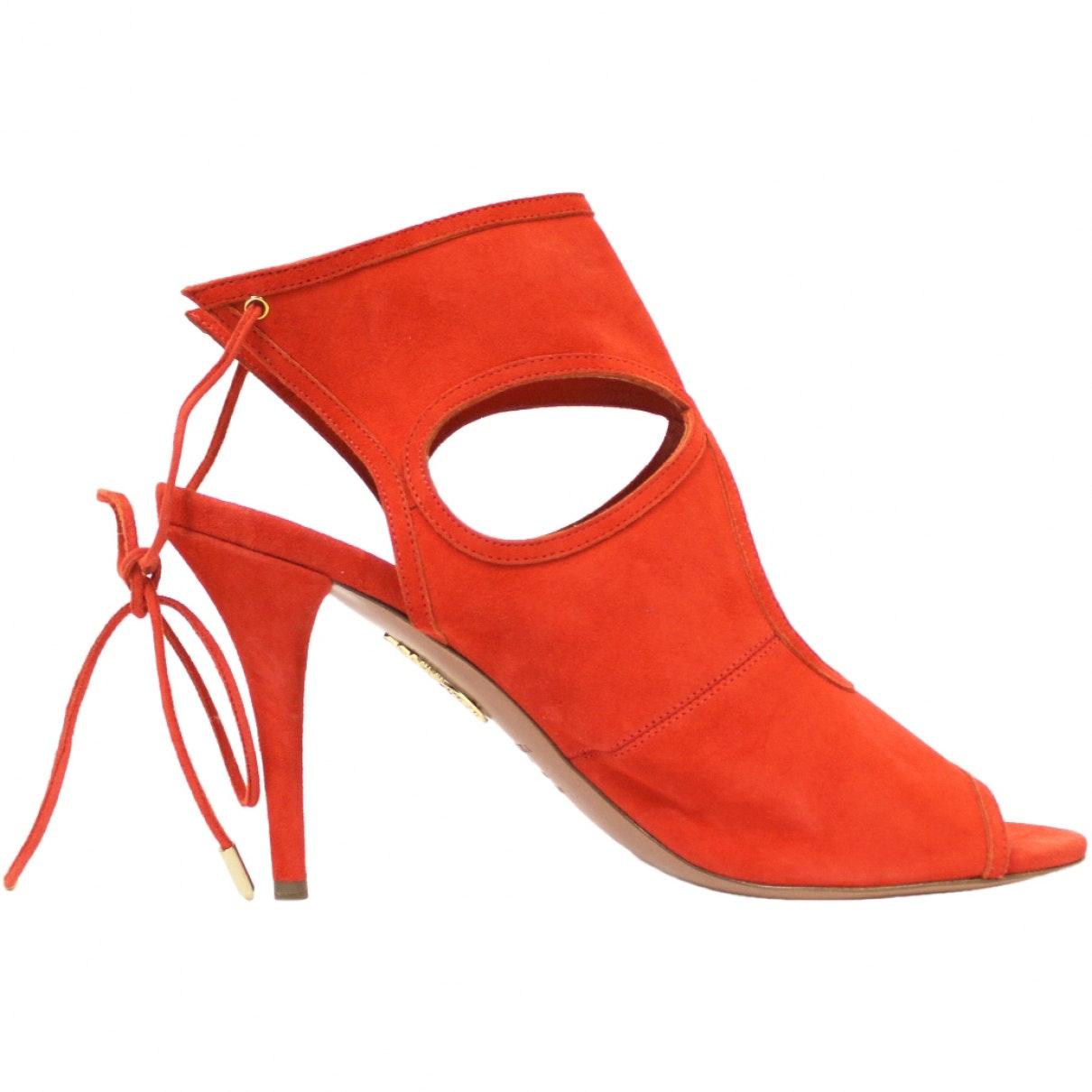 orange suede stilettos