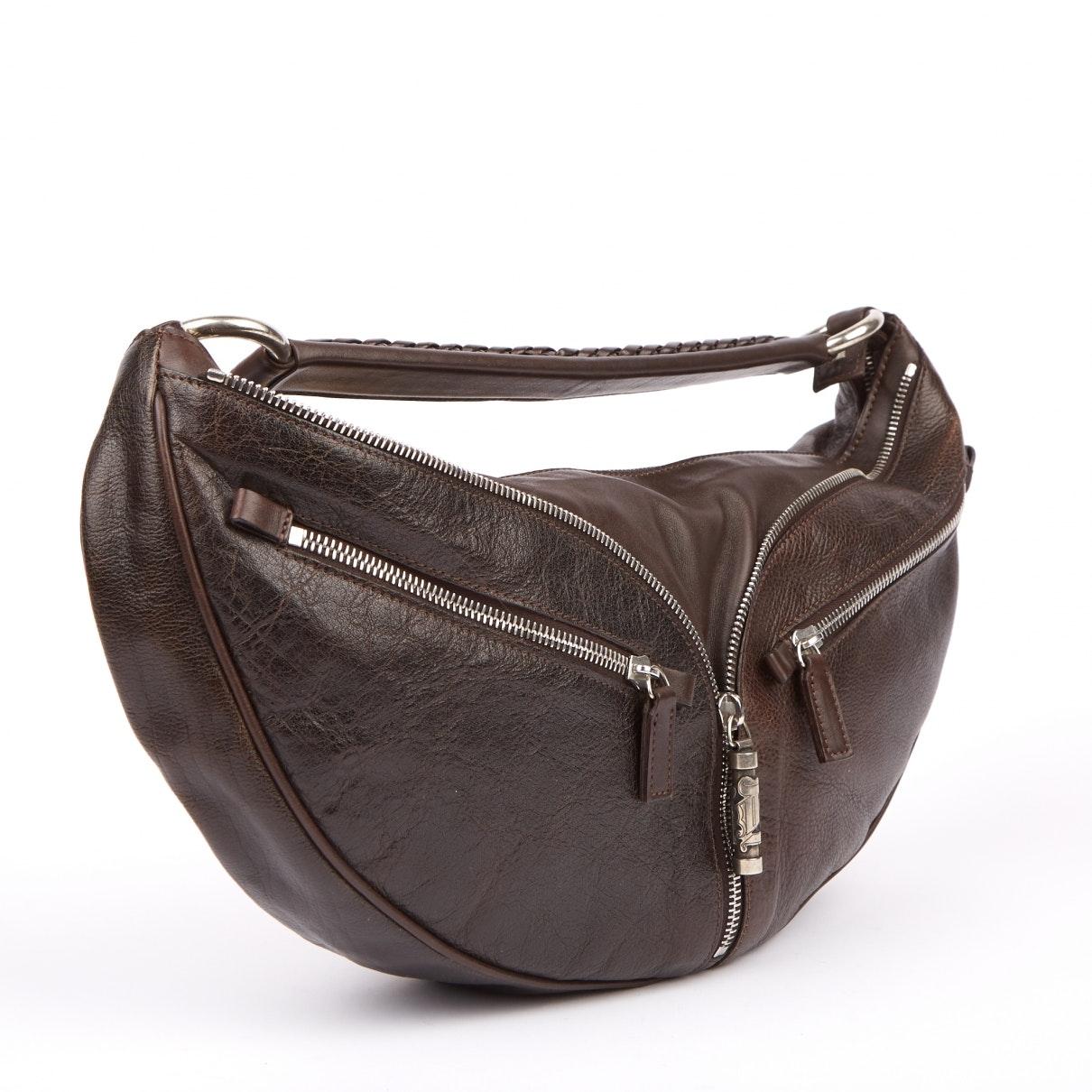 Versace Brown Leather Handbag - Lyst