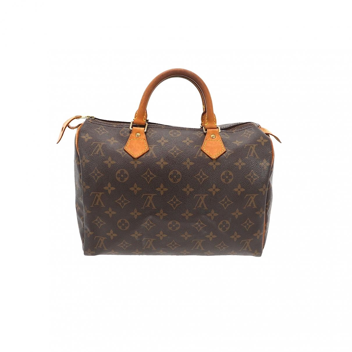 Lyst - Louis Vuitton Speedy Brown Cloth Handbag in Brown