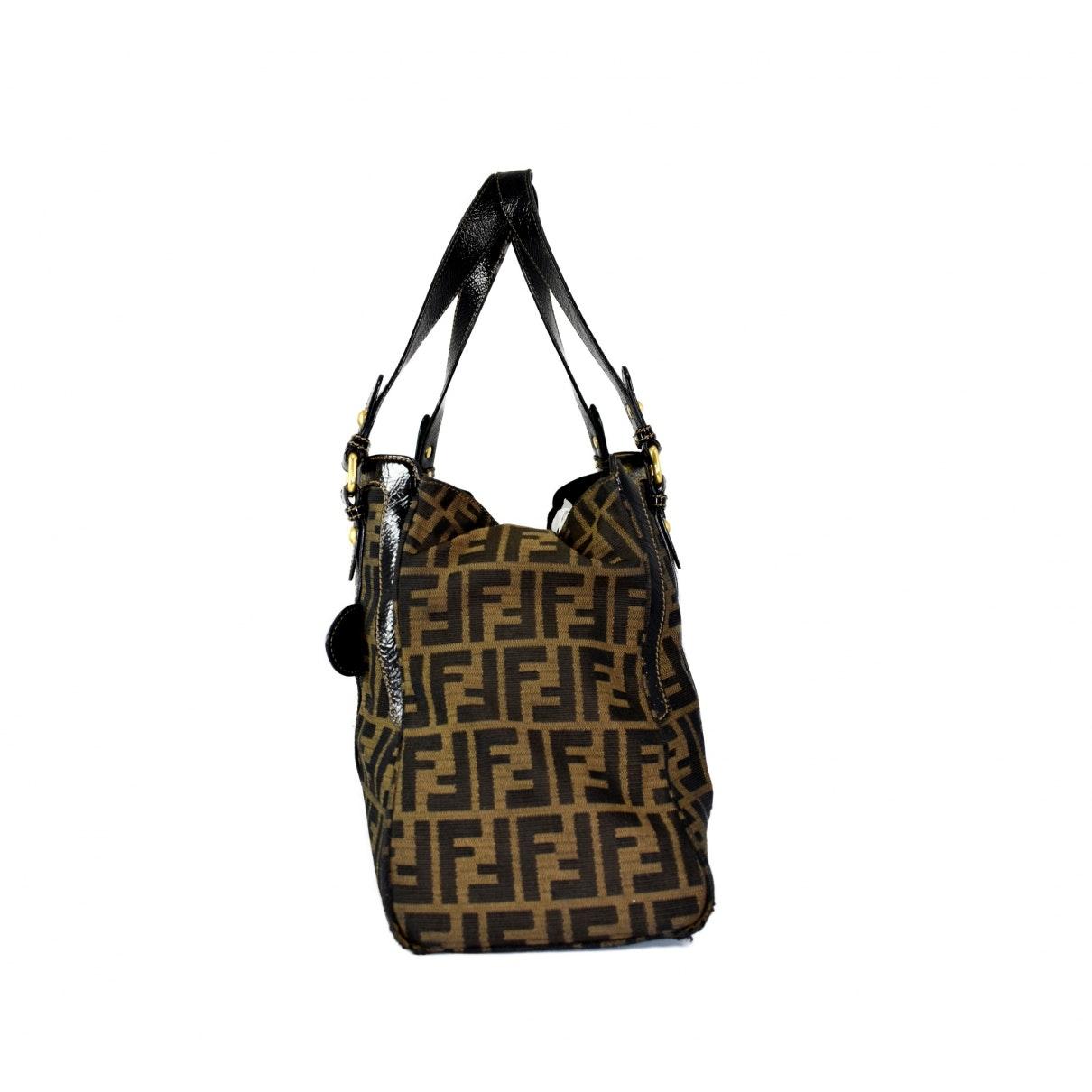 Fendi Roll Bag Brown Cloth Handbag - Lyst