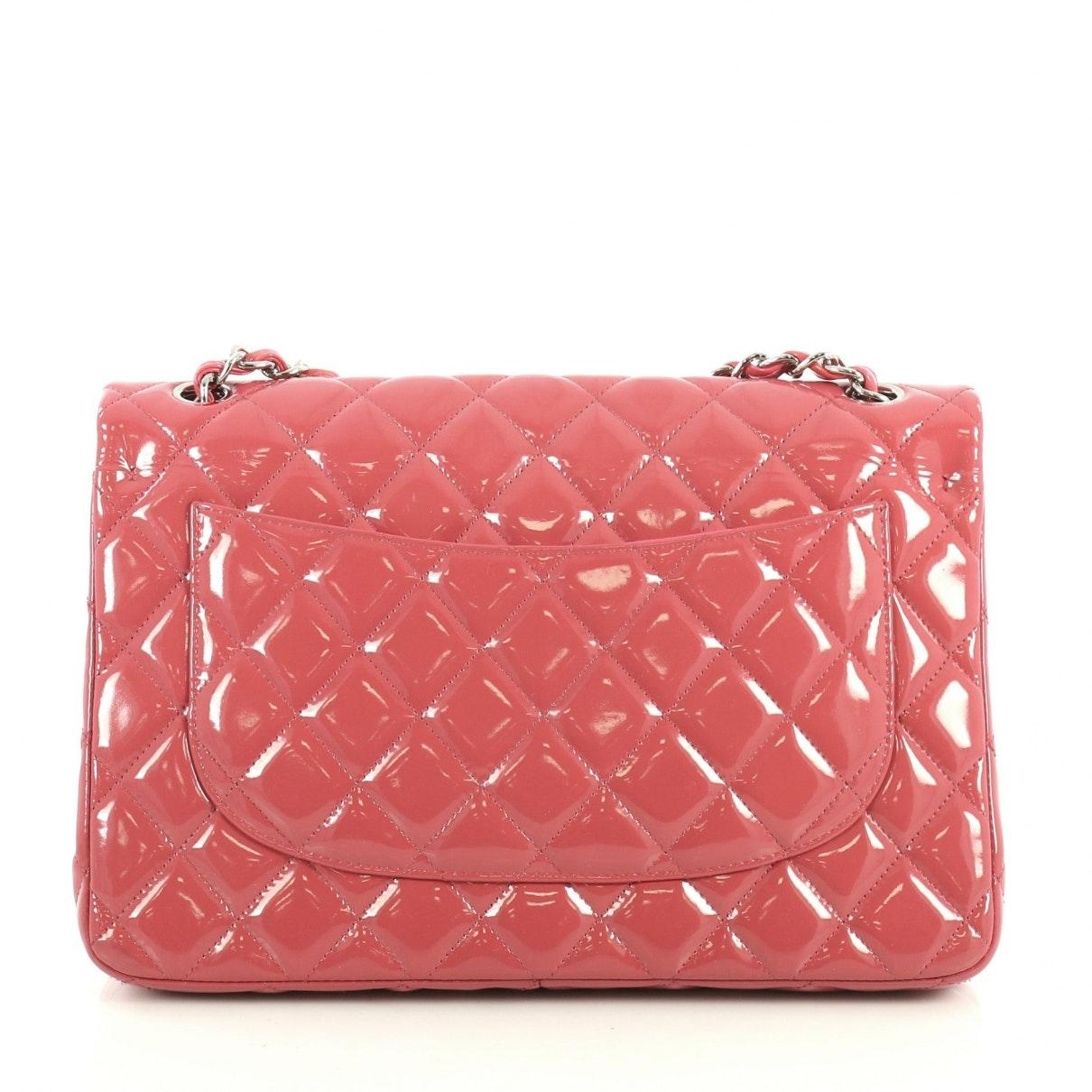 chanel pink patent leather bag