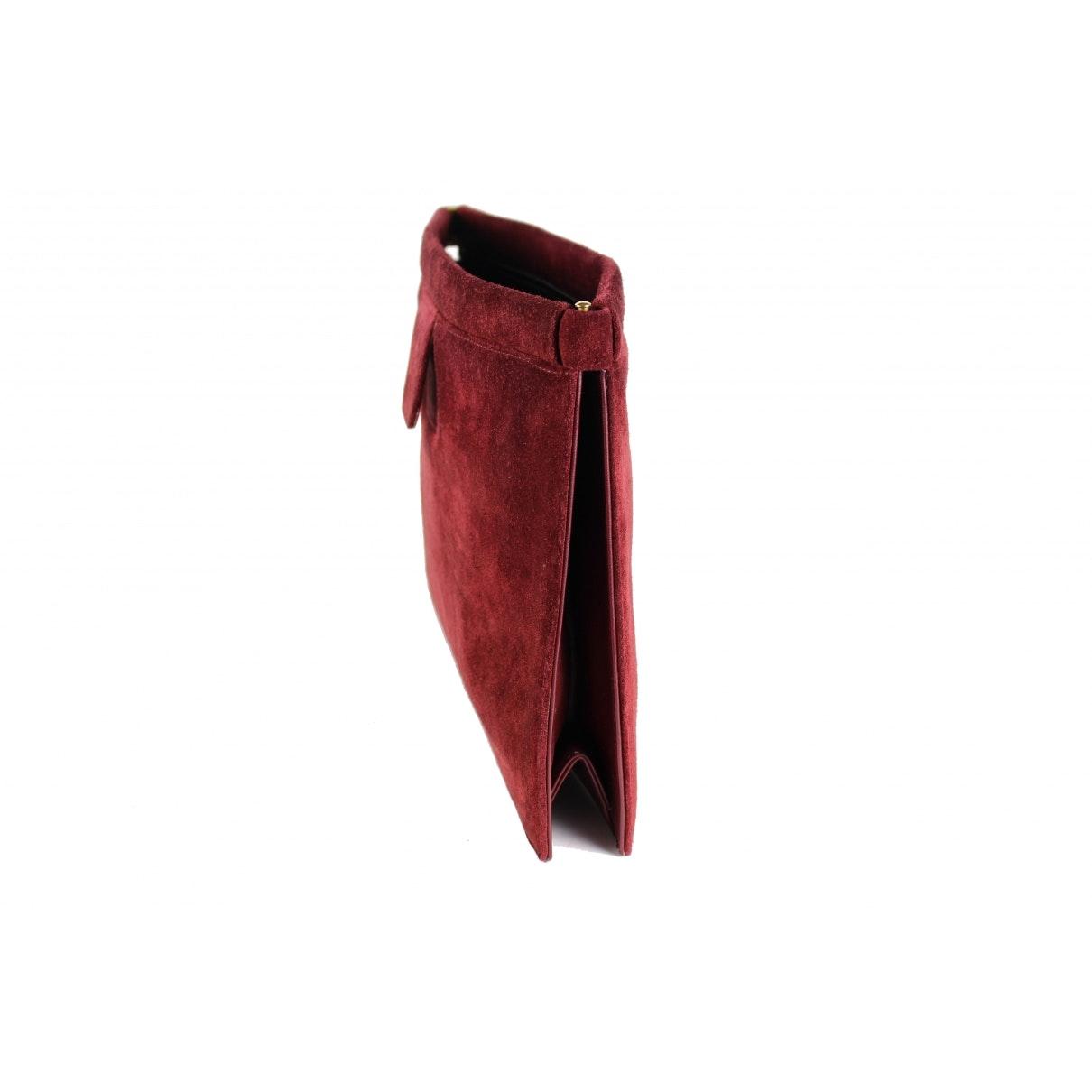 burgundy suede clutch bag