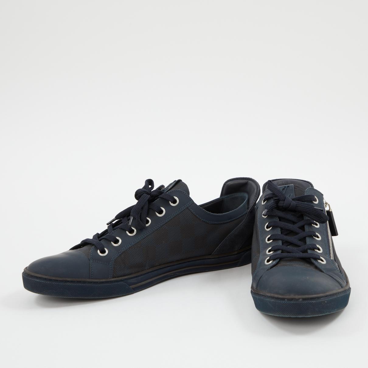 Louis Vuitton Suede Navy Cloth Trainers in Blue for Men - Lyst