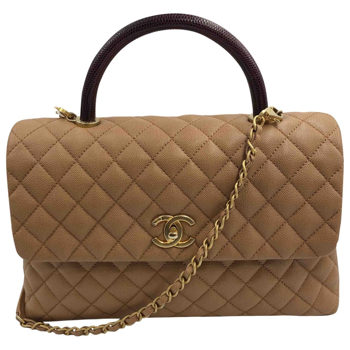 Chanel Coco Handle Leather Crossbody Bag in Brown - Lyst