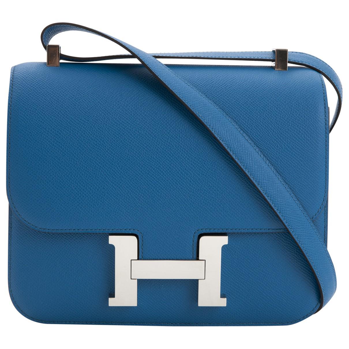 Hermès Pre-owned Constance Leather Crossbody Bag in Blue - Lyst