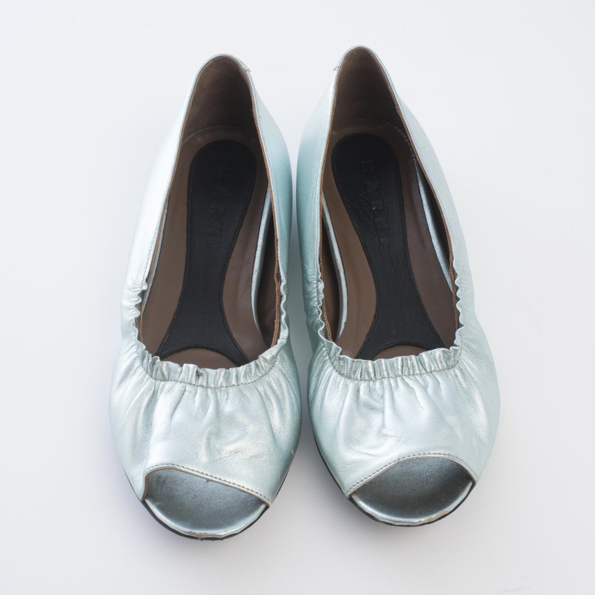 Marni Silver Leather Ballet Flats in Metallic Lyst