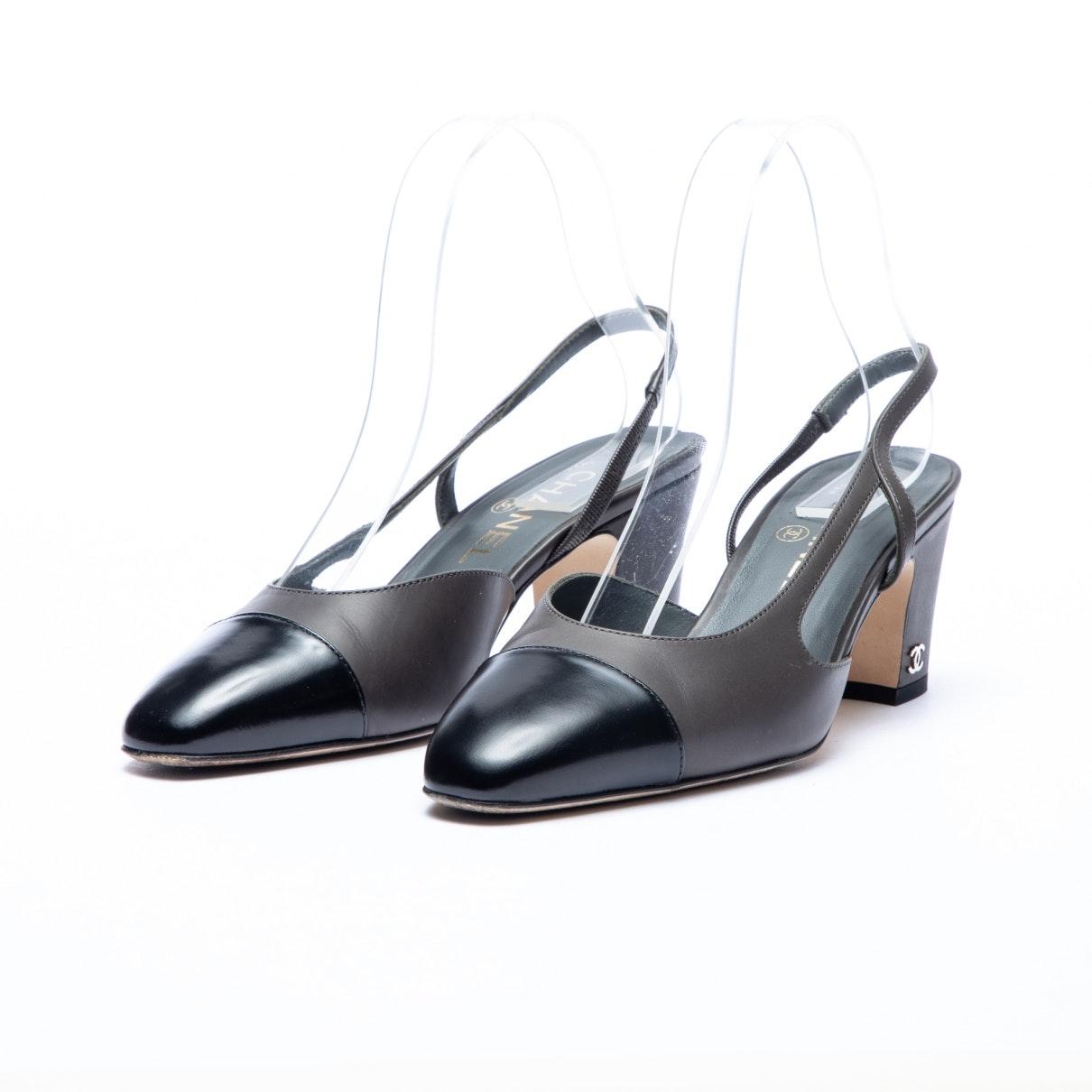 chanel grey slingback
