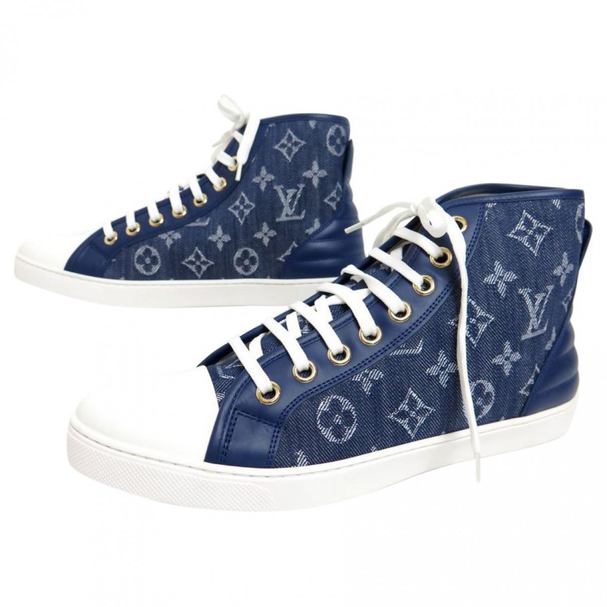 Louis Vuitton Canvas Pre-owned Cloth Trainers in Blue - Lyst