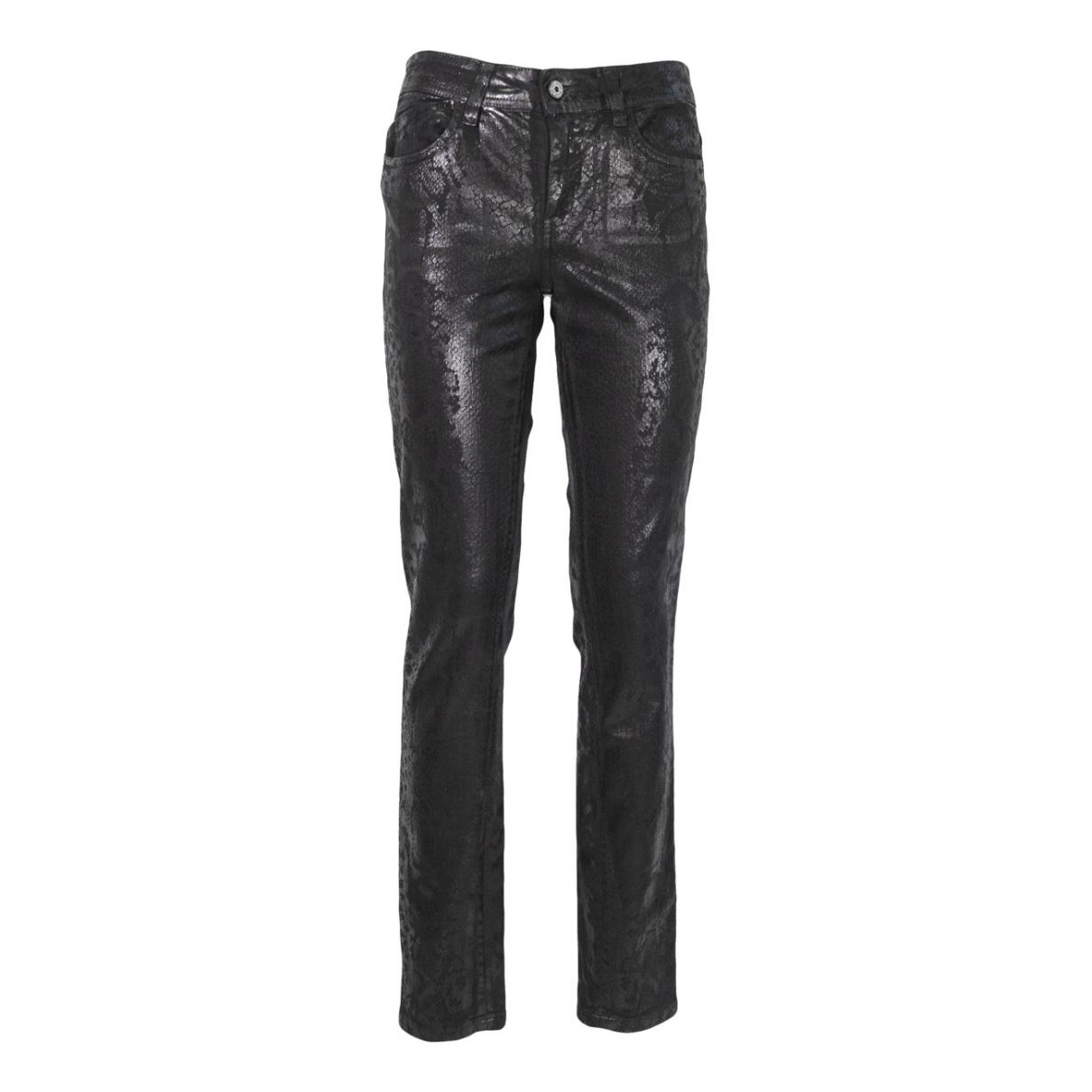 Roberto Cavalli Cotton Straight Pants in Black - Lyst